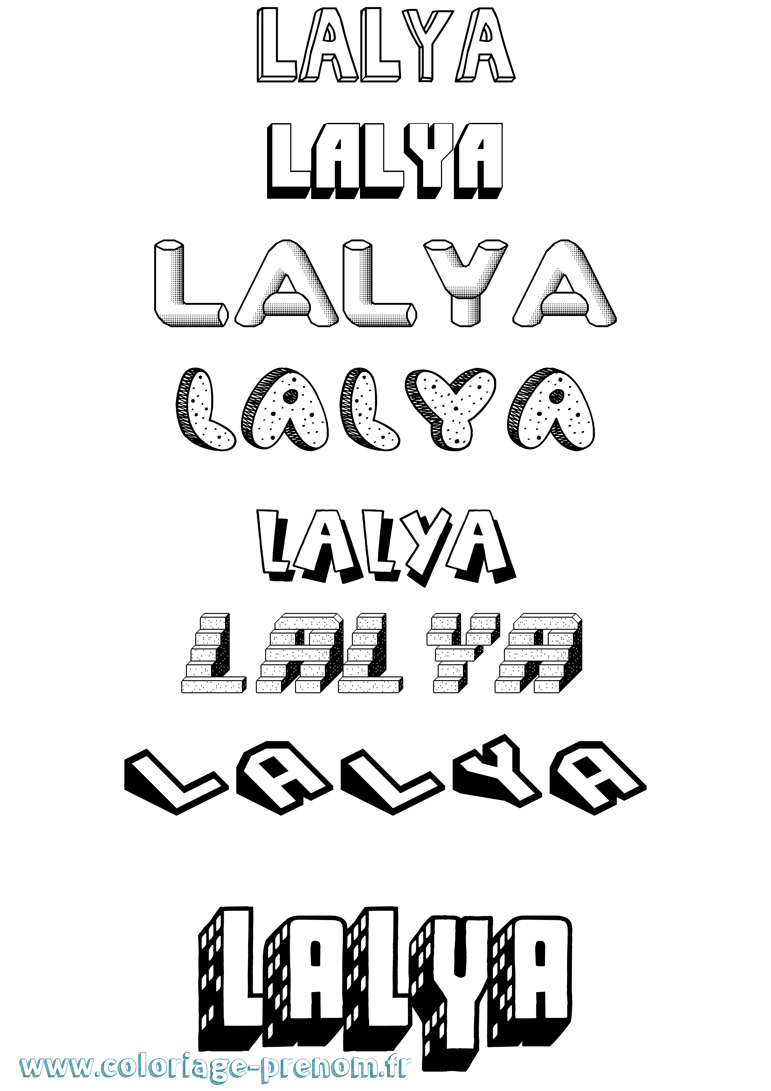 Coloriage prénom Lalya Effet 3D