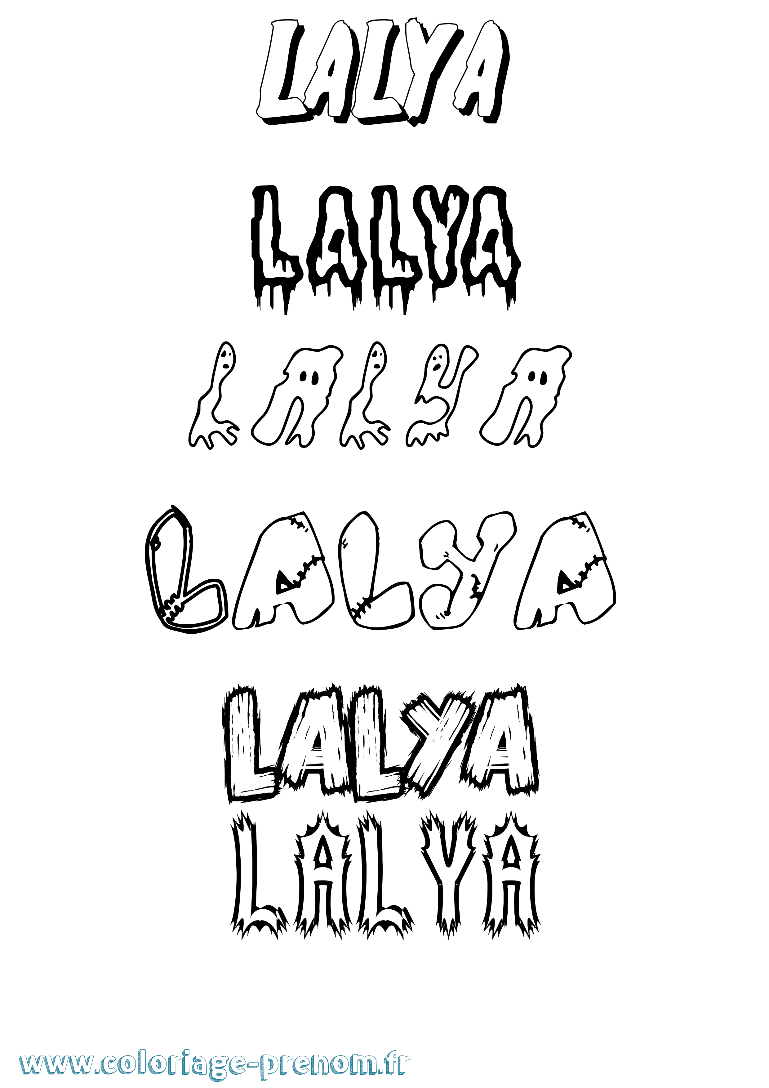 Coloriage prénom Lalya Frisson