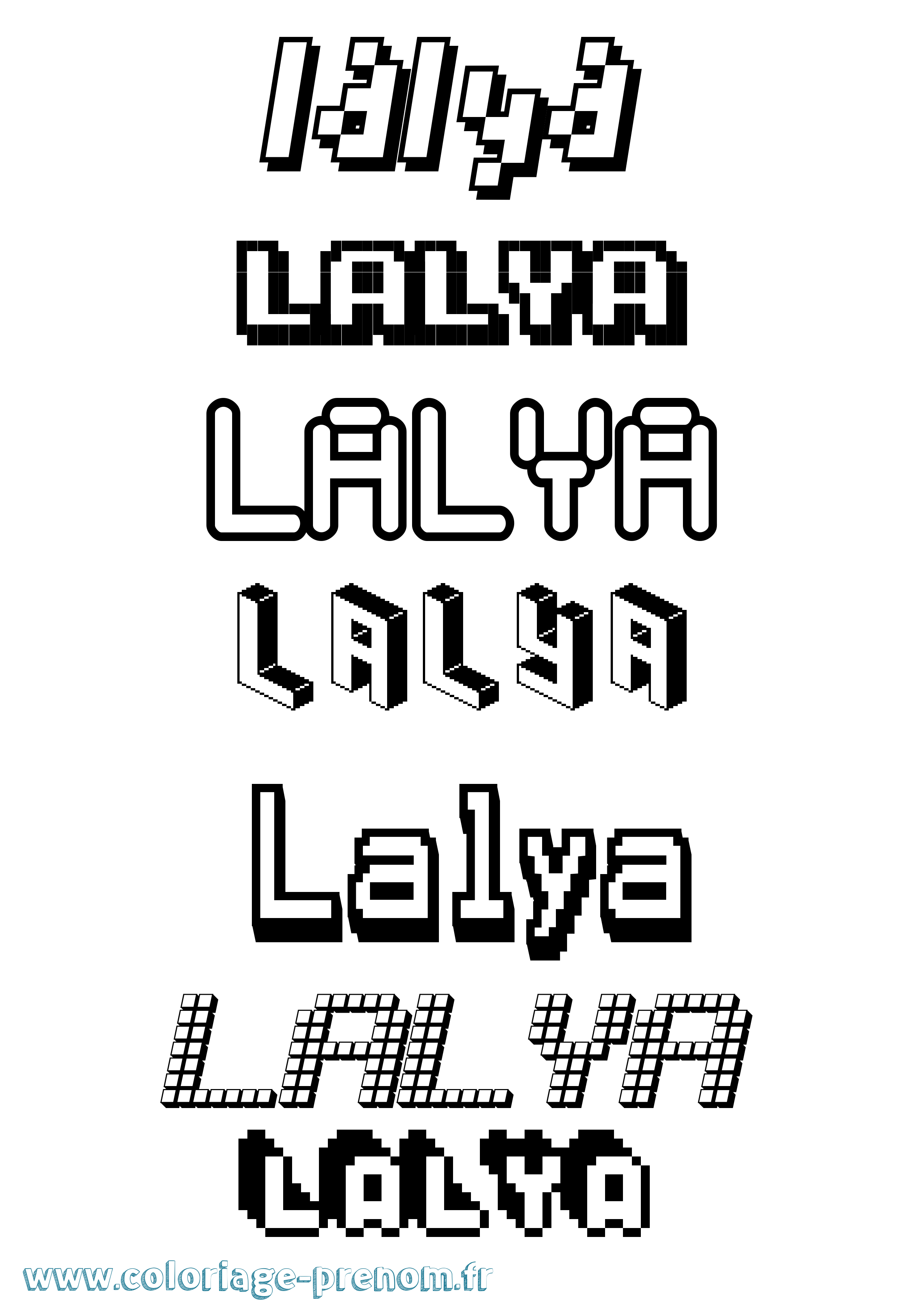 Coloriage prénom Lalya Pixel