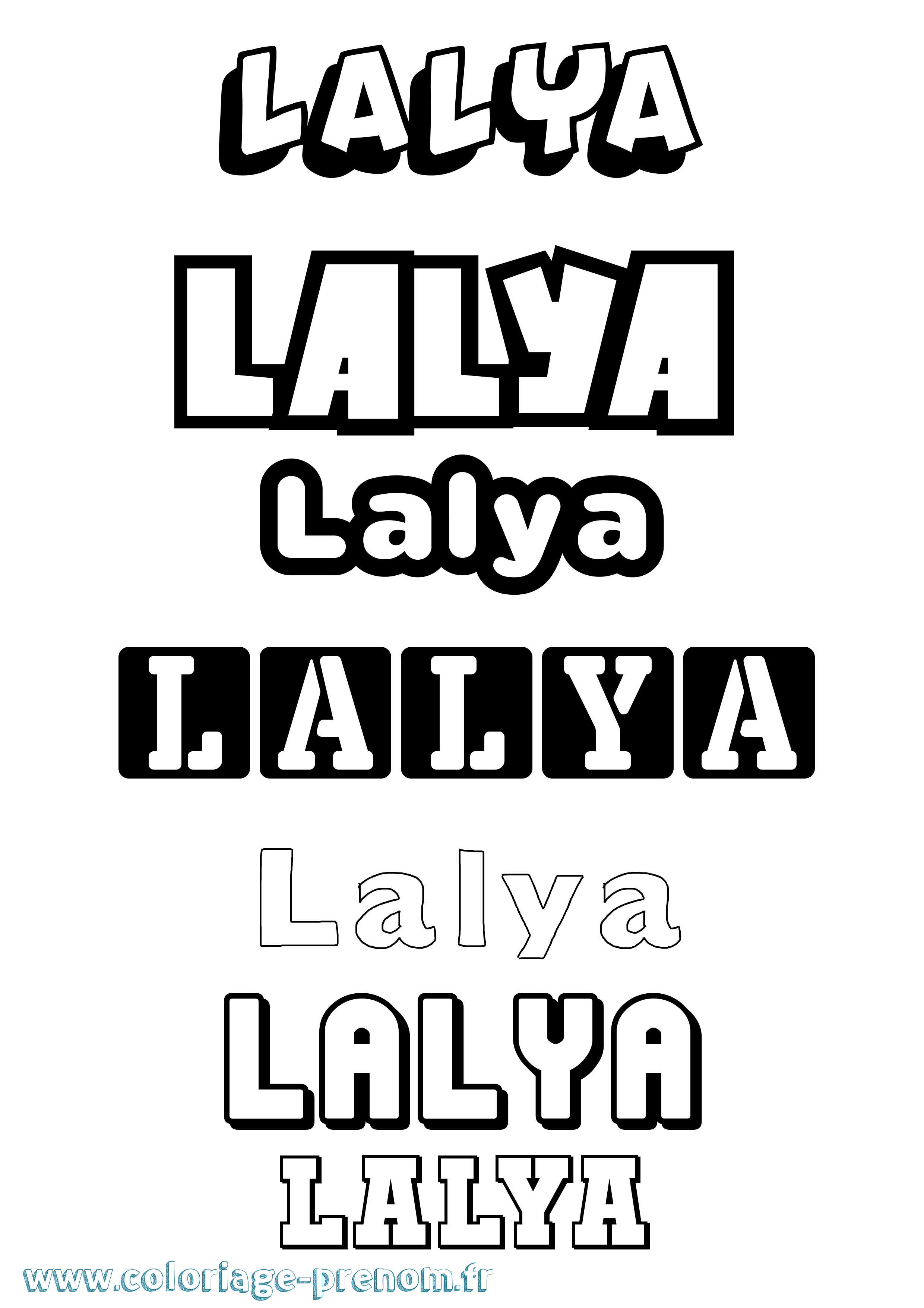 Coloriage prénom Lalya Simple