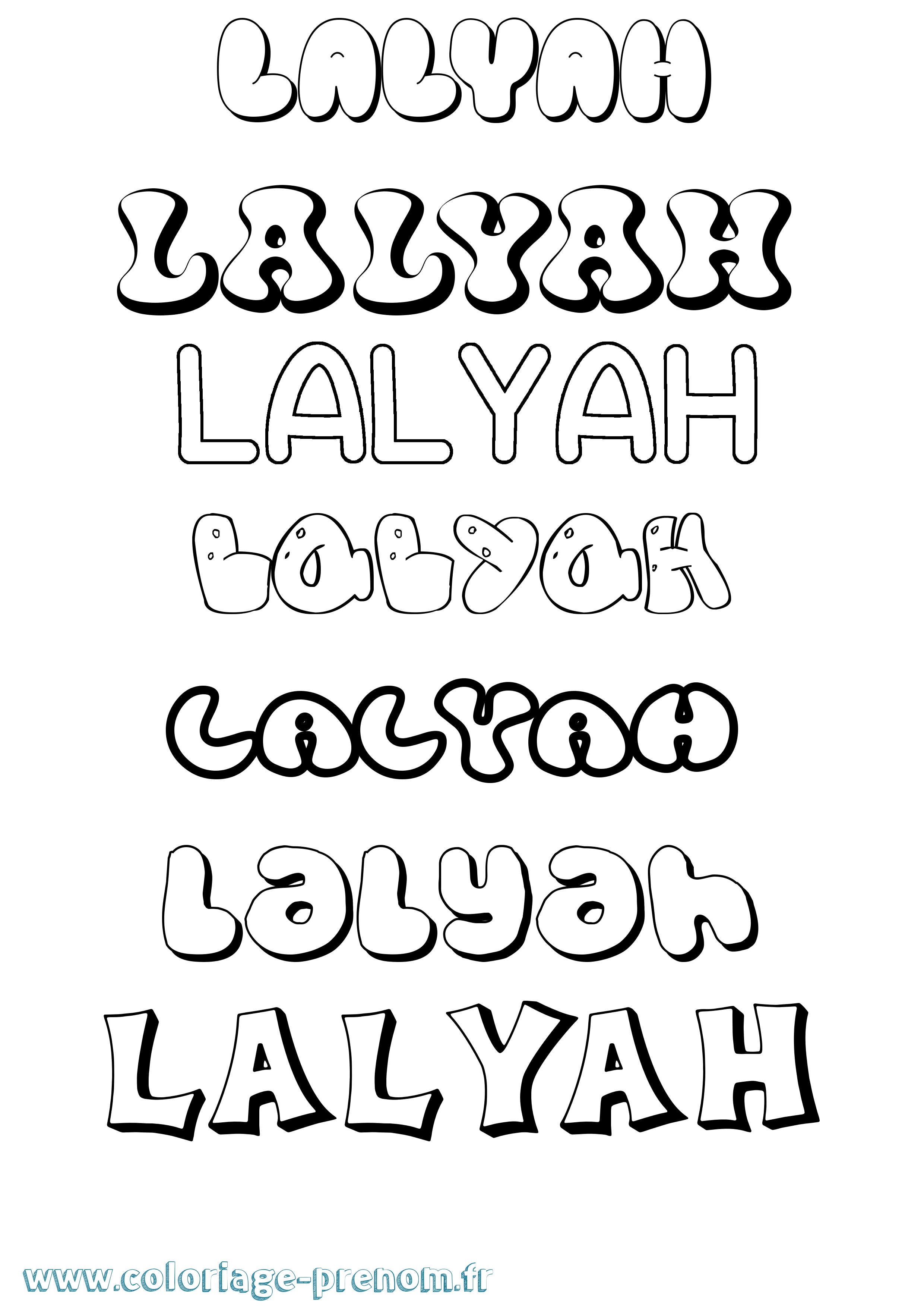 Coloriage Lalyah Bubble Coloriage prénom Lalyah Bubble