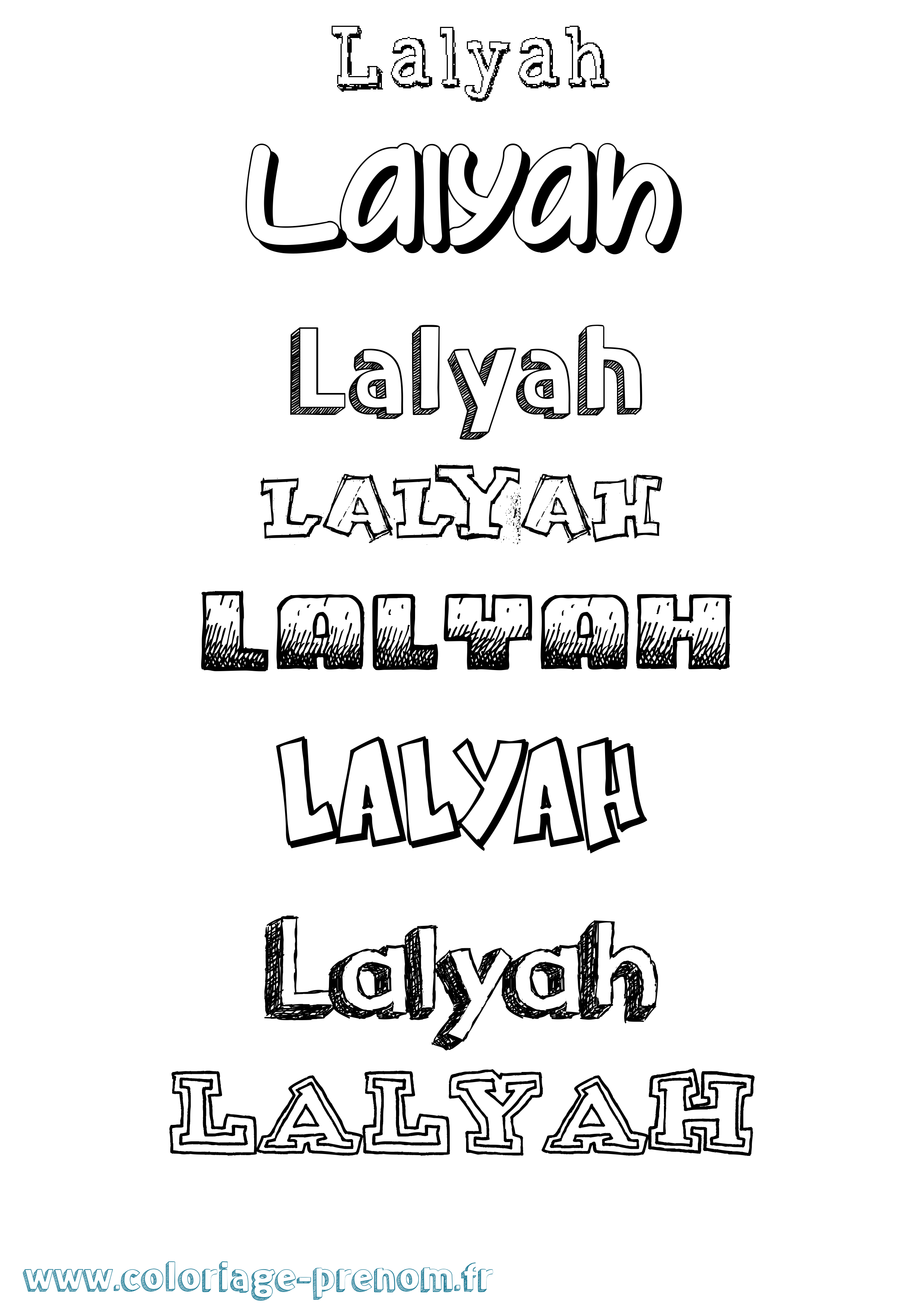 Coloriage Lalyah Dessiné Coloriage prénom Lalyah Dessiné