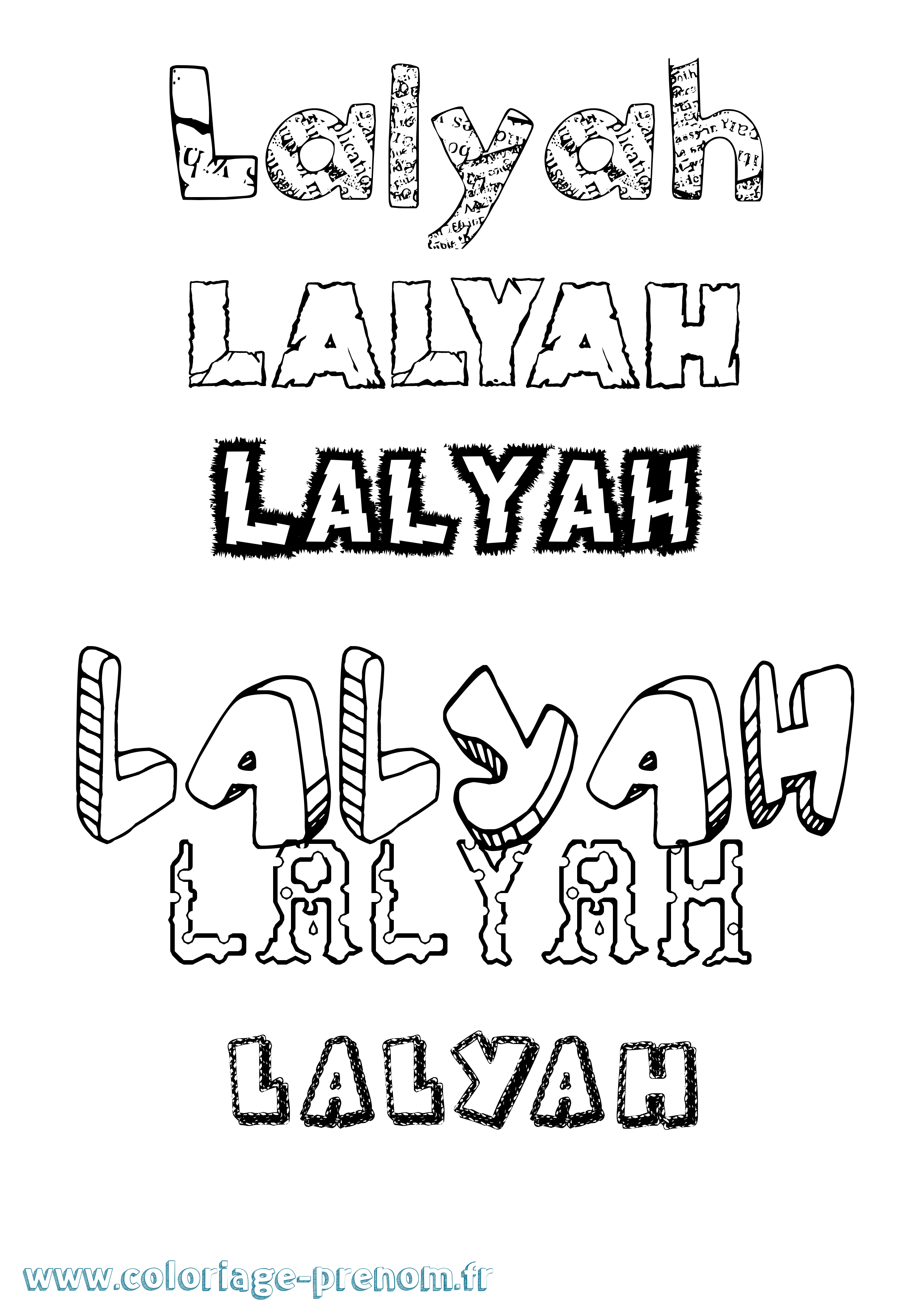 Coloriage Lalyah Destructuré Coloriage prénom Lalyah Destructuré