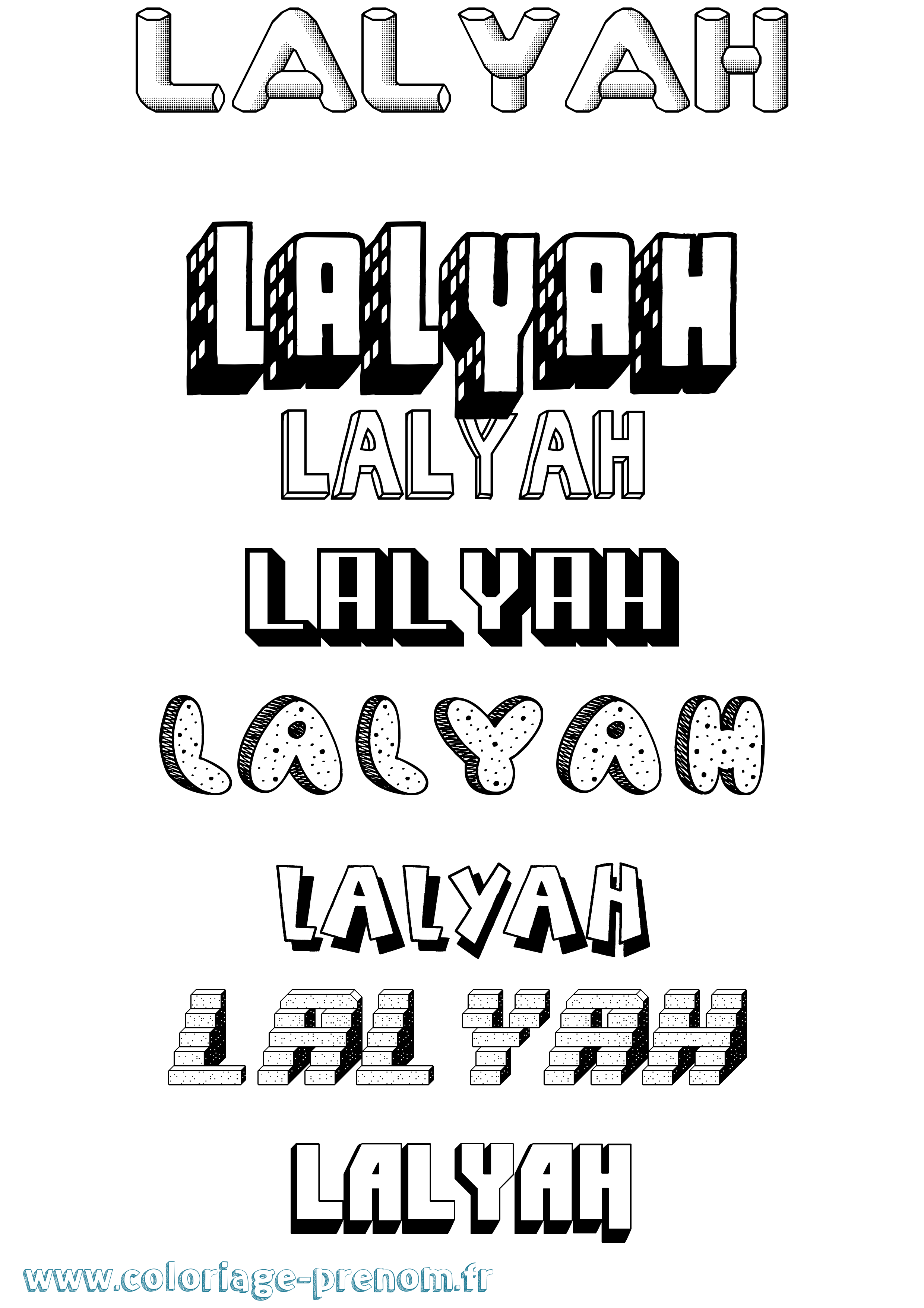 Coloriage Lalyah Effet 3D Coloriage prénom Lalyah Effet 3D
