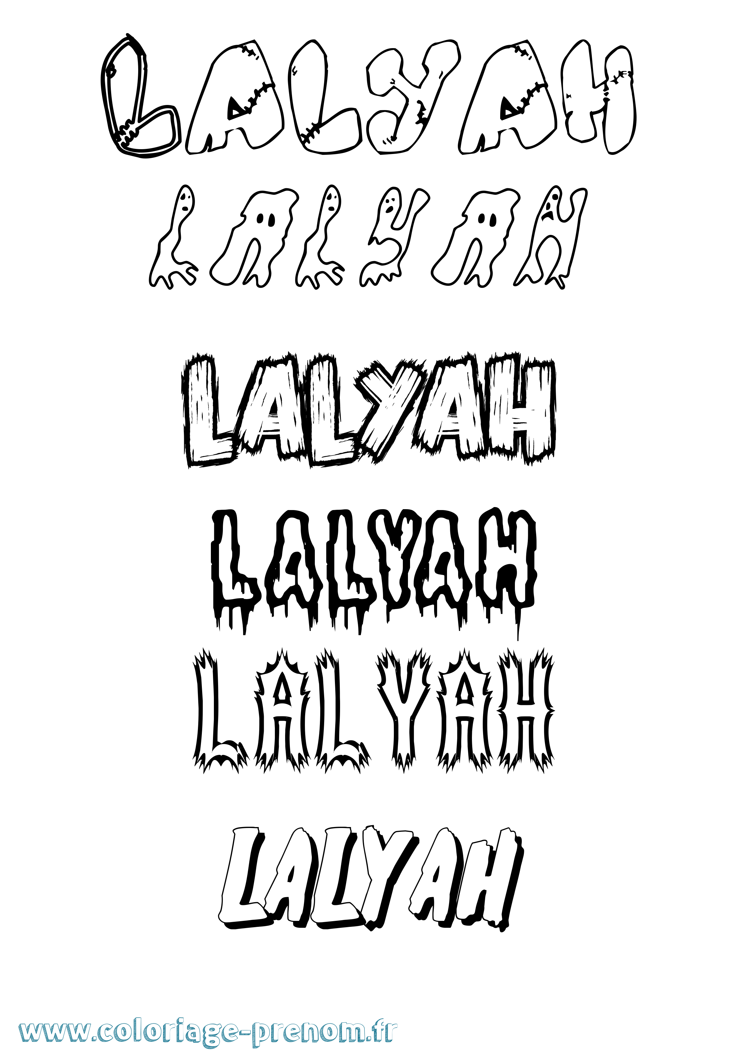 Coloriage Lalyah Frisson Coloriage prénom Lalyah Frisson