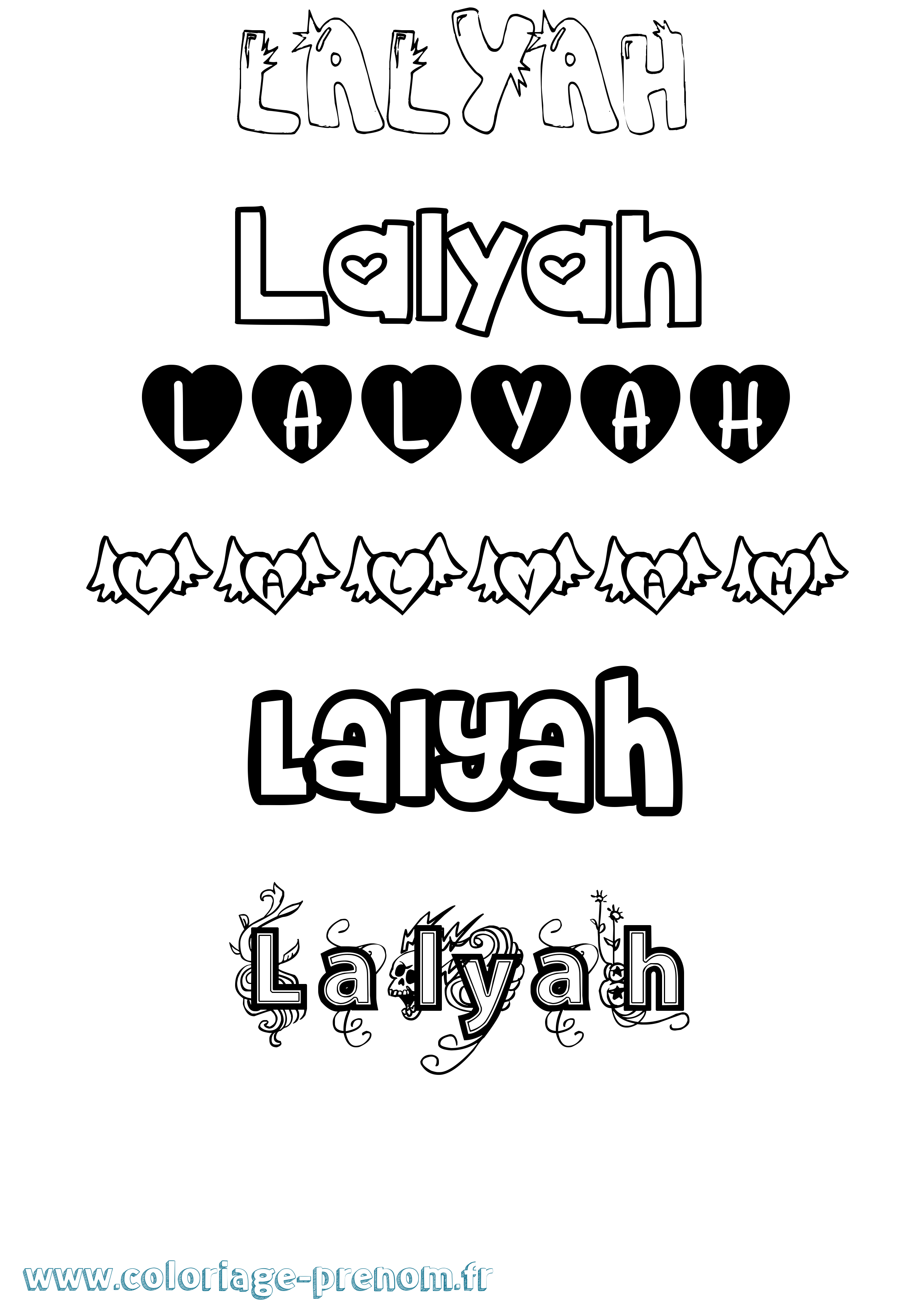 Coloriage Lalyah Girly Coloriage prénom Lalyah Girly