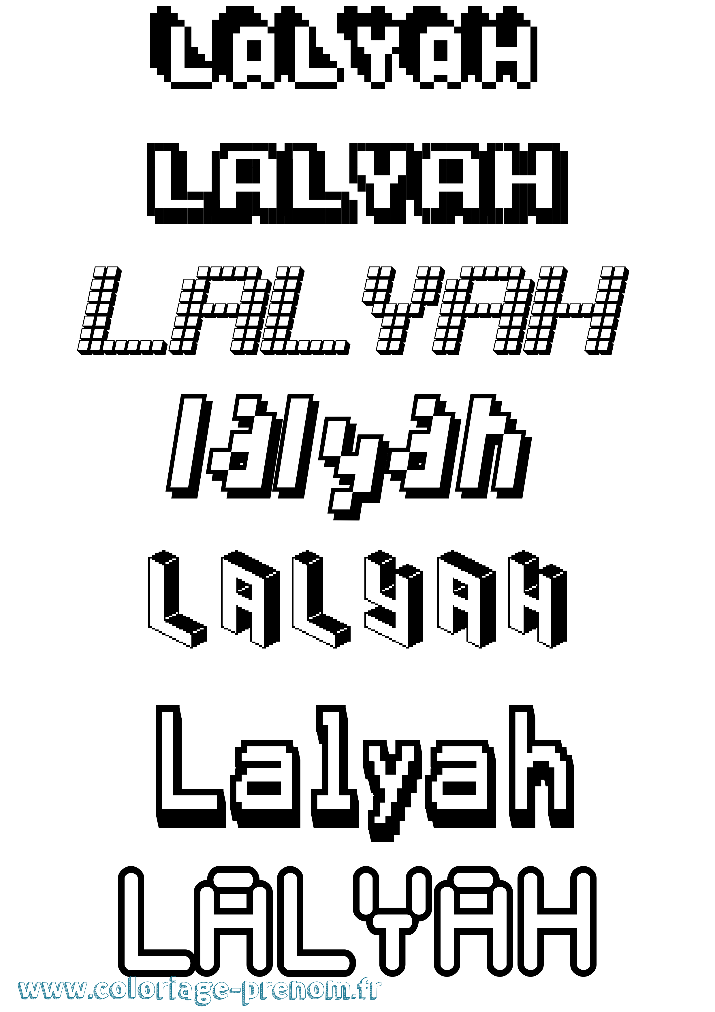 Coloriage Lalyah Pixel Coloriage prénom Lalyah Pixel