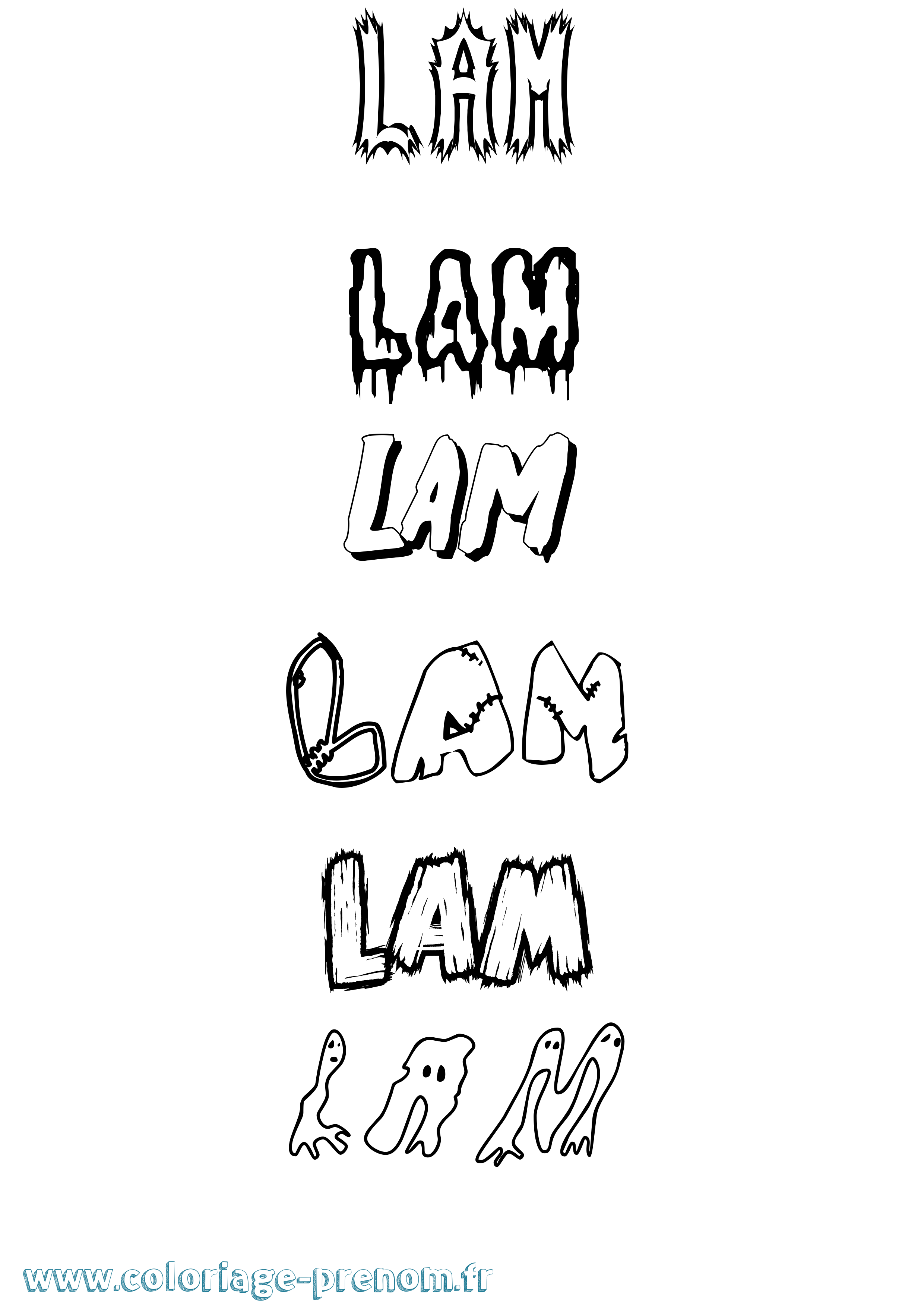 Coloriage prénom Lam Frisson