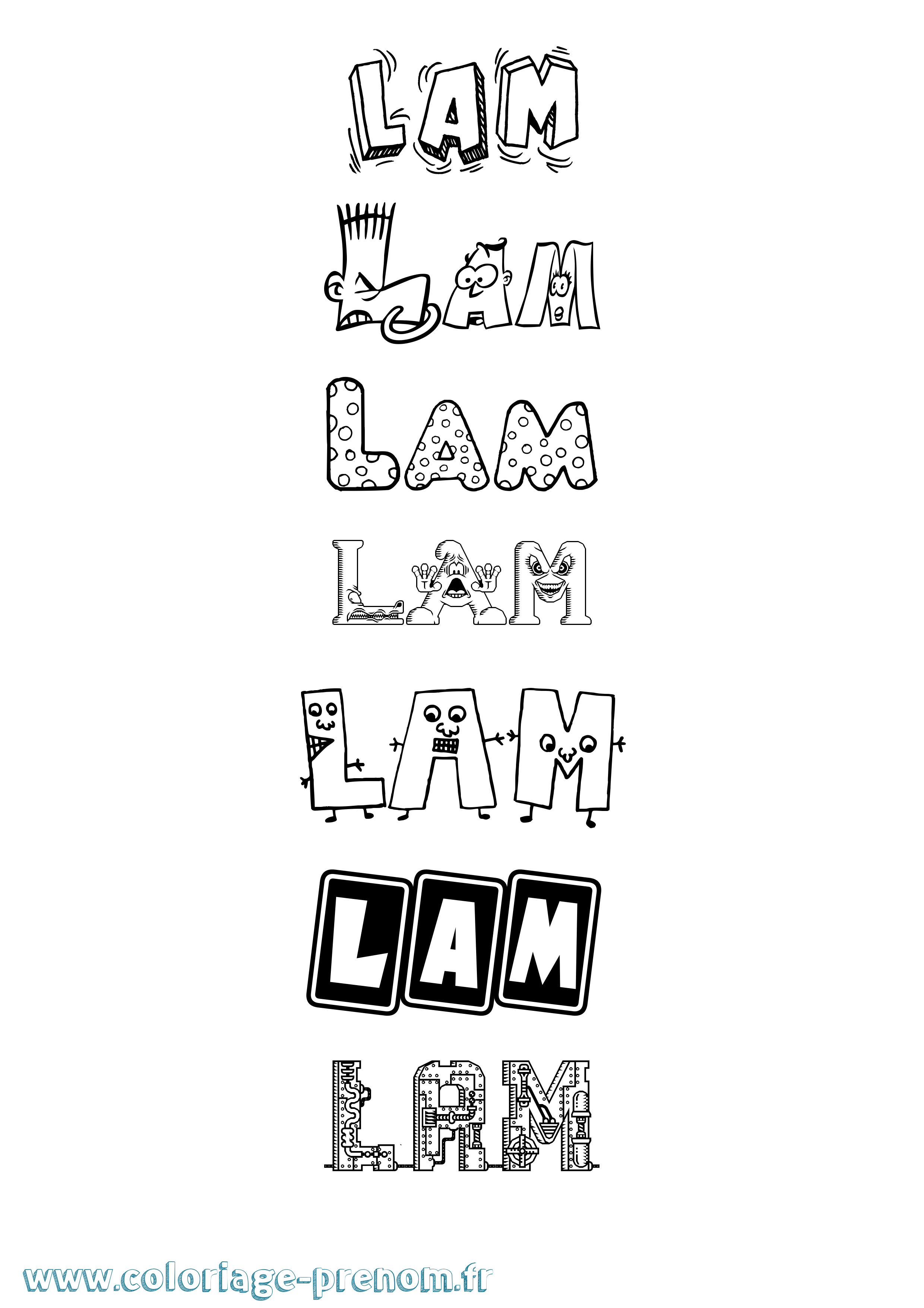 Coloriage prénom Lam Fun