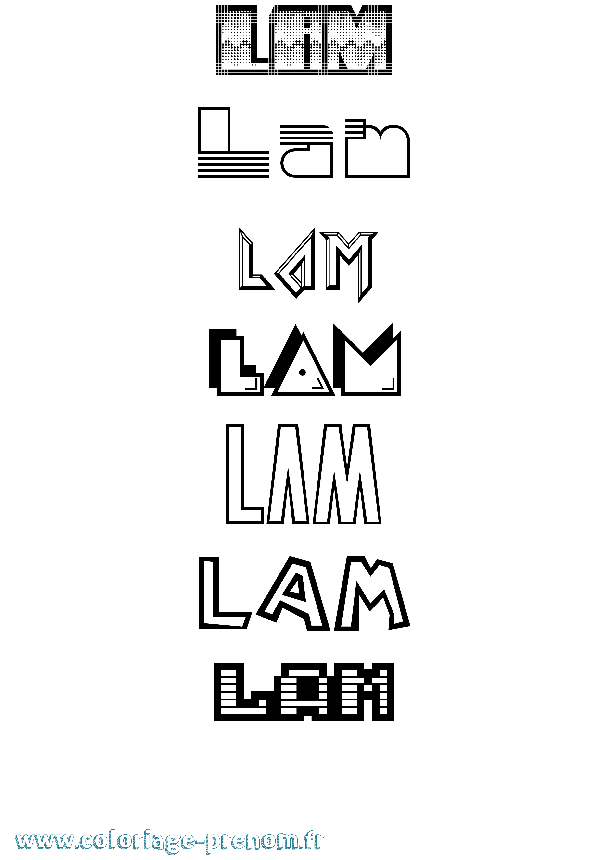 Coloriage prénom Lam Jeux Vidéos