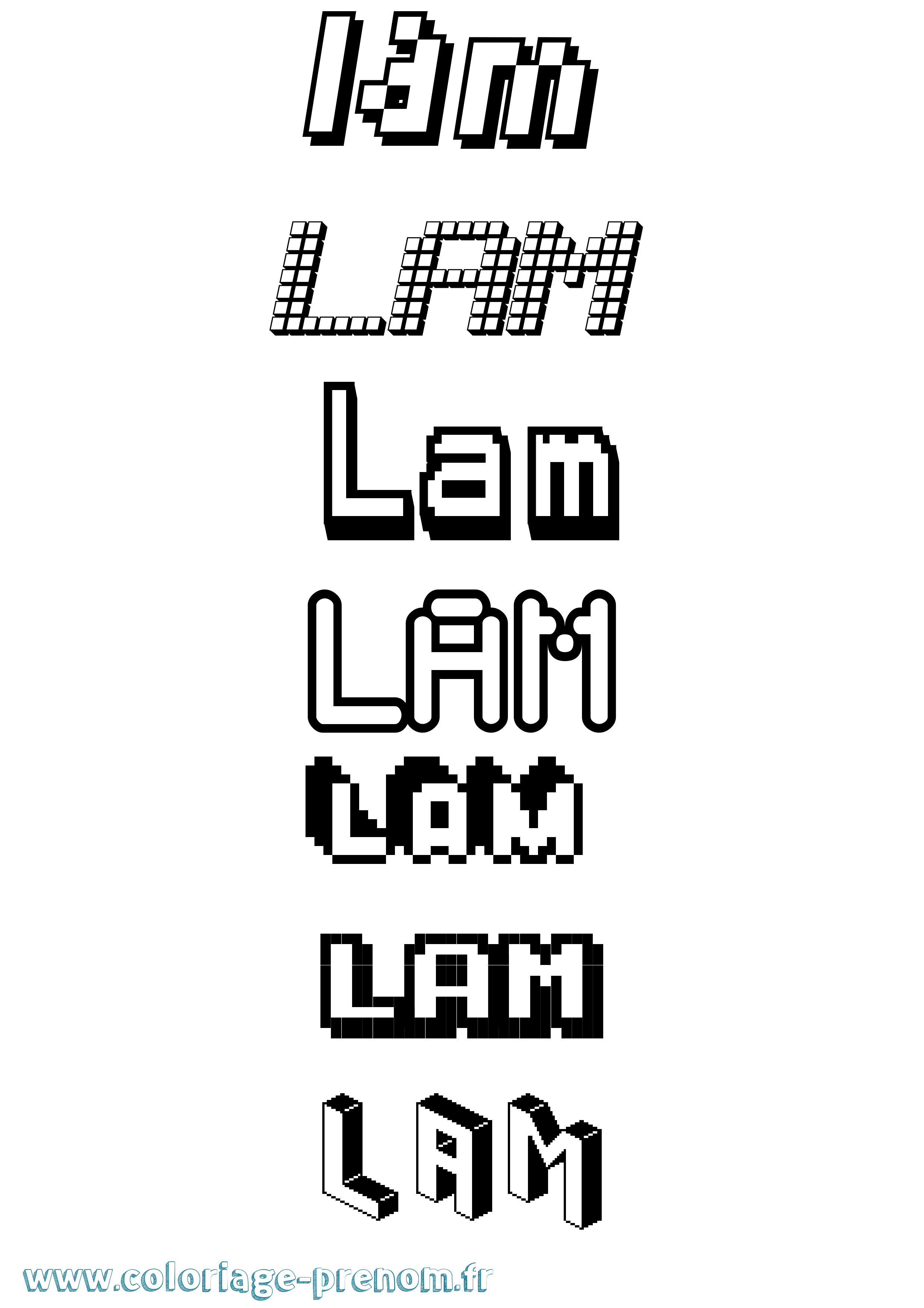 Coloriage prénom Lam Pixel