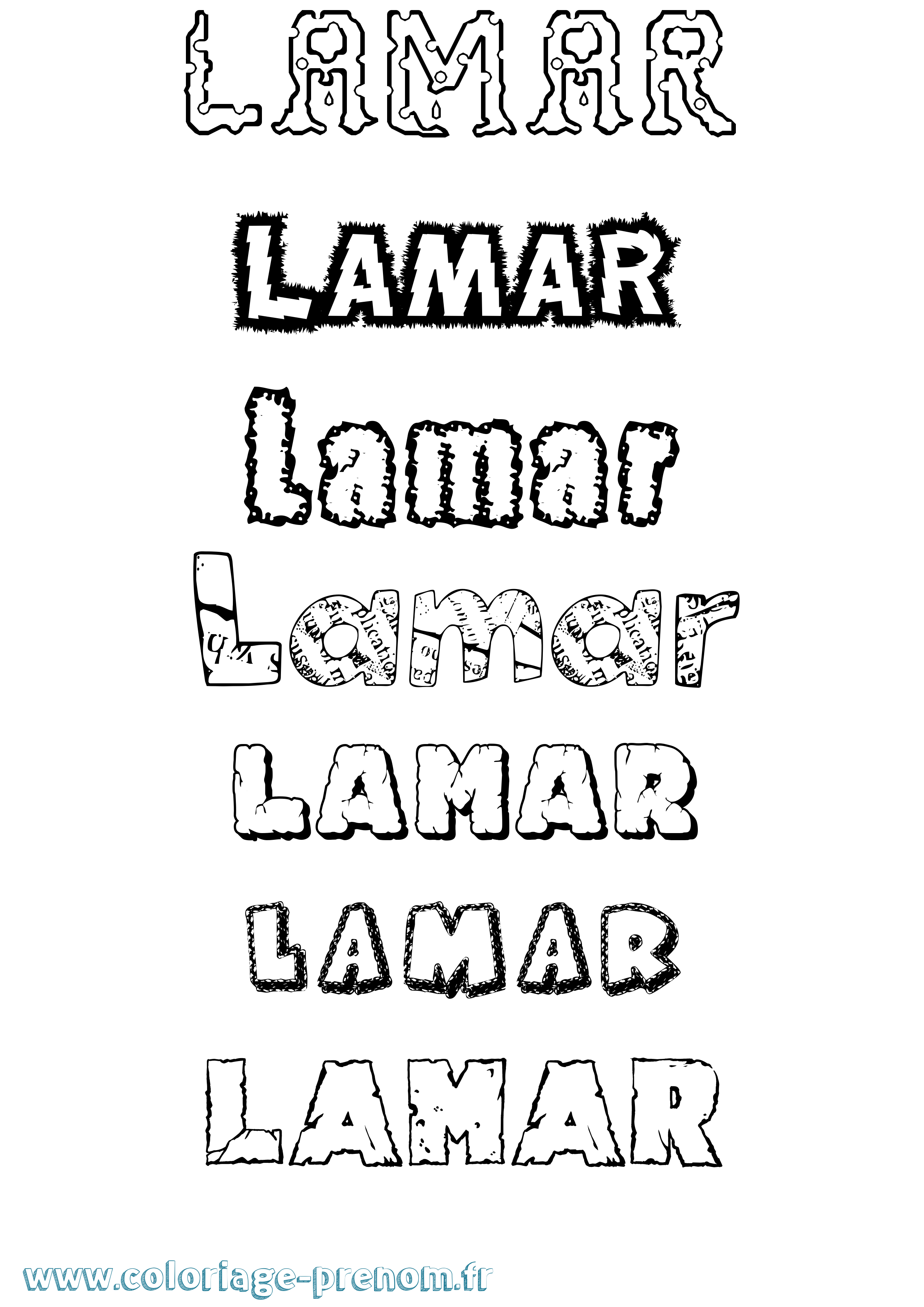 Coloriage prénom Lamar Destructuré
