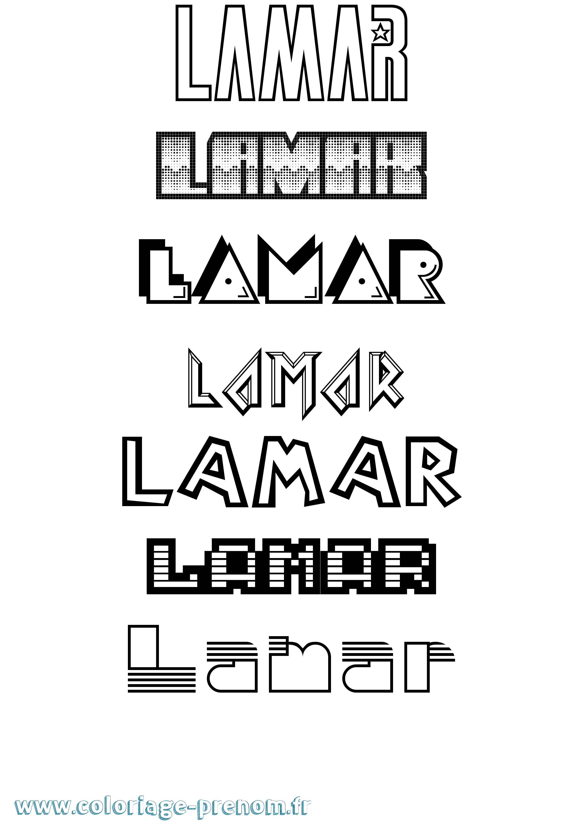 Coloriage prénom Lamar Jeux Vidéos