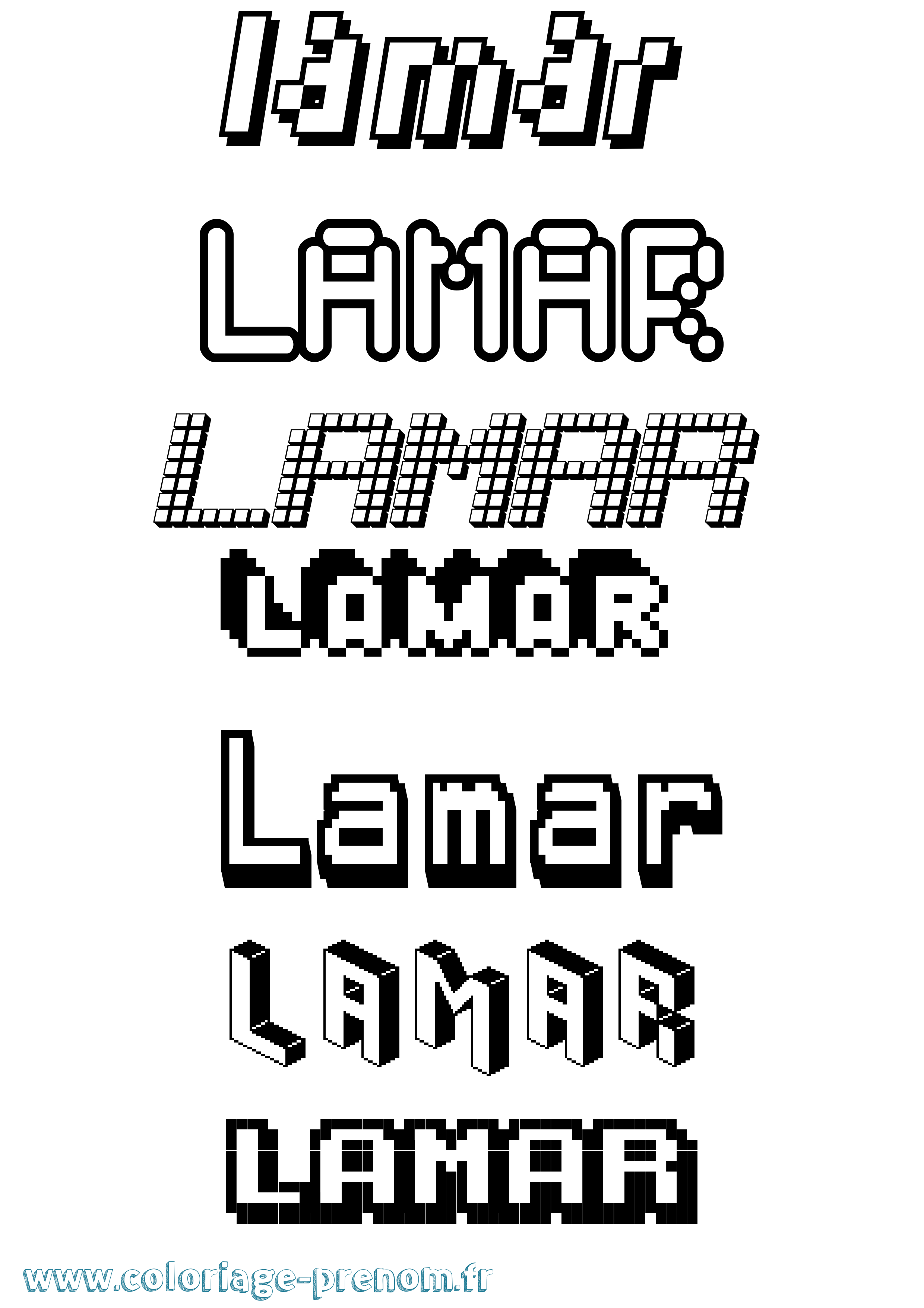 Coloriage prénom Lamar Pixel