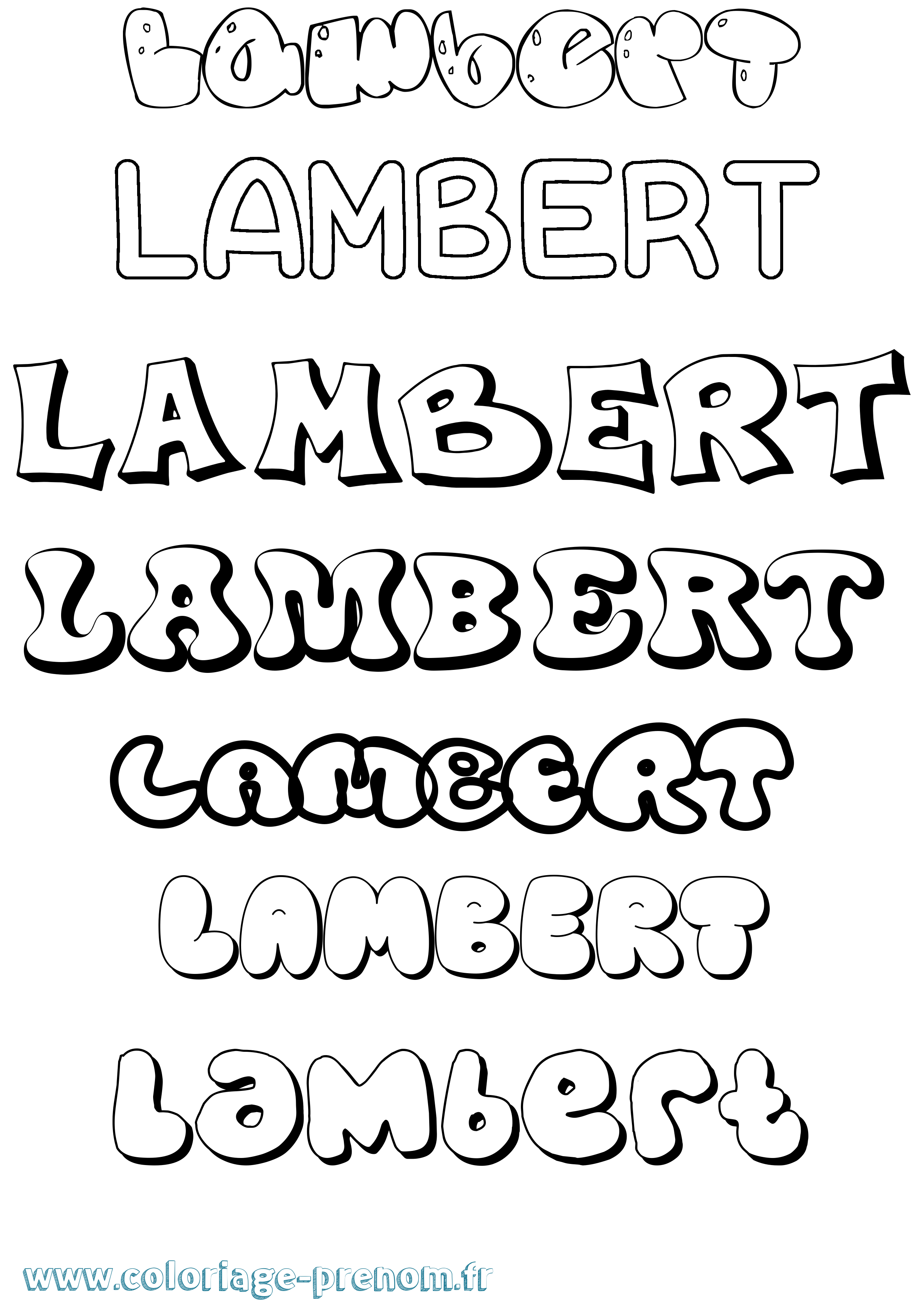 Coloriage prénom Lambert Bubble