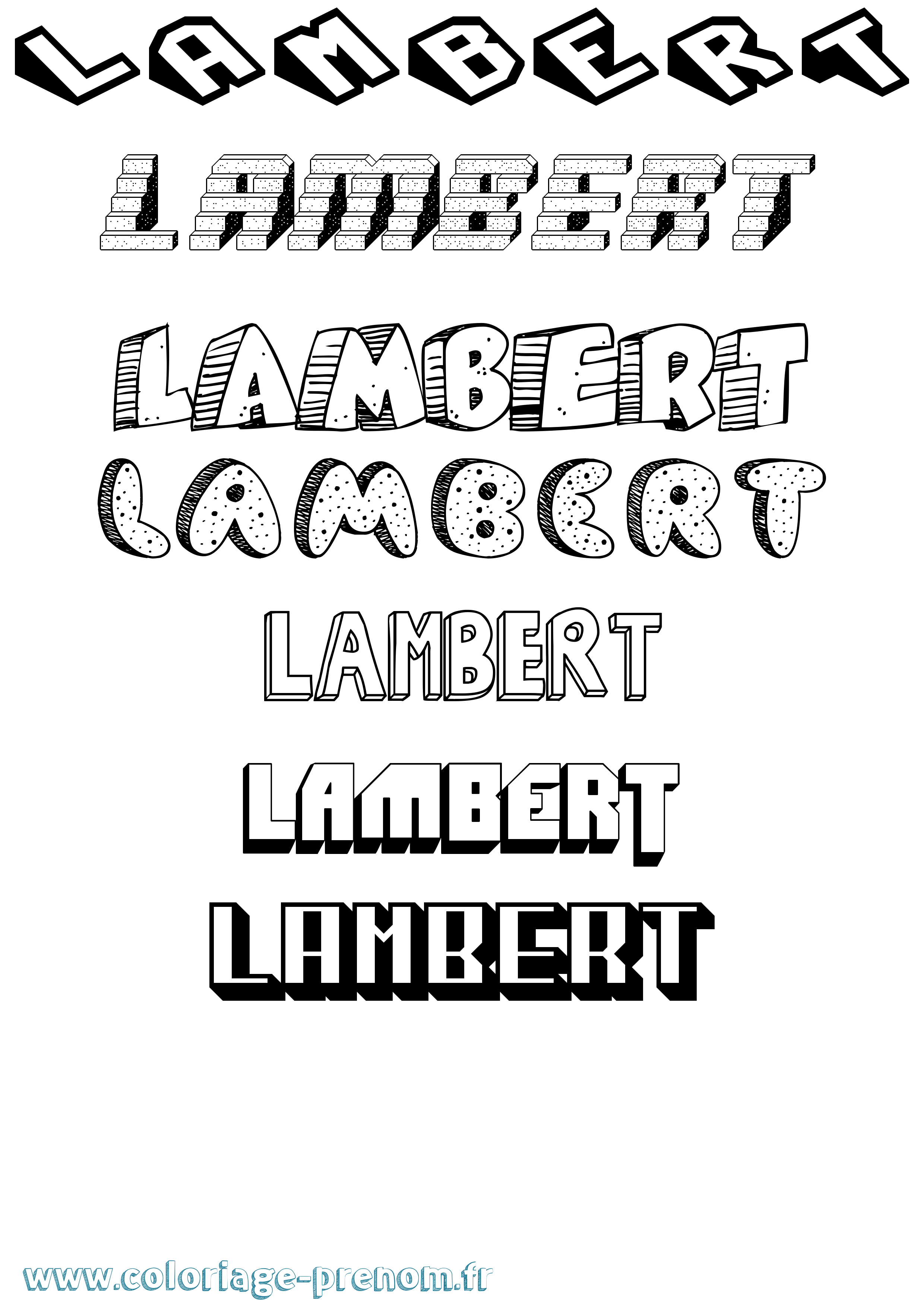 Coloriage Lambert Effet 3D Coloriage prénom Lambert Effet 3D