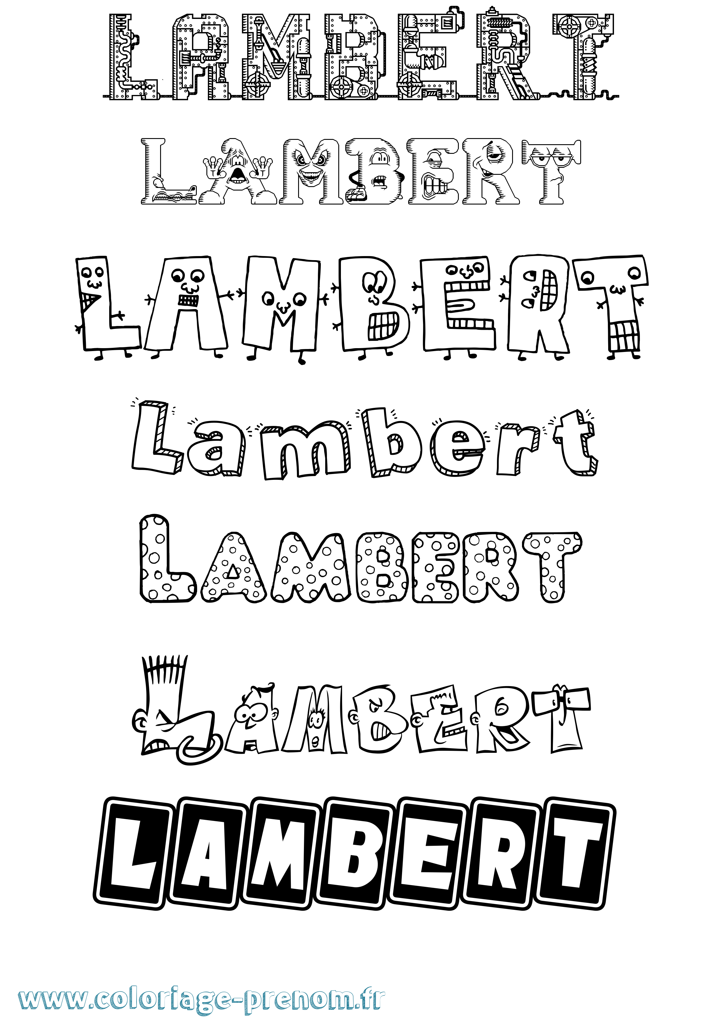 Coloriage prénom Lambert Fun