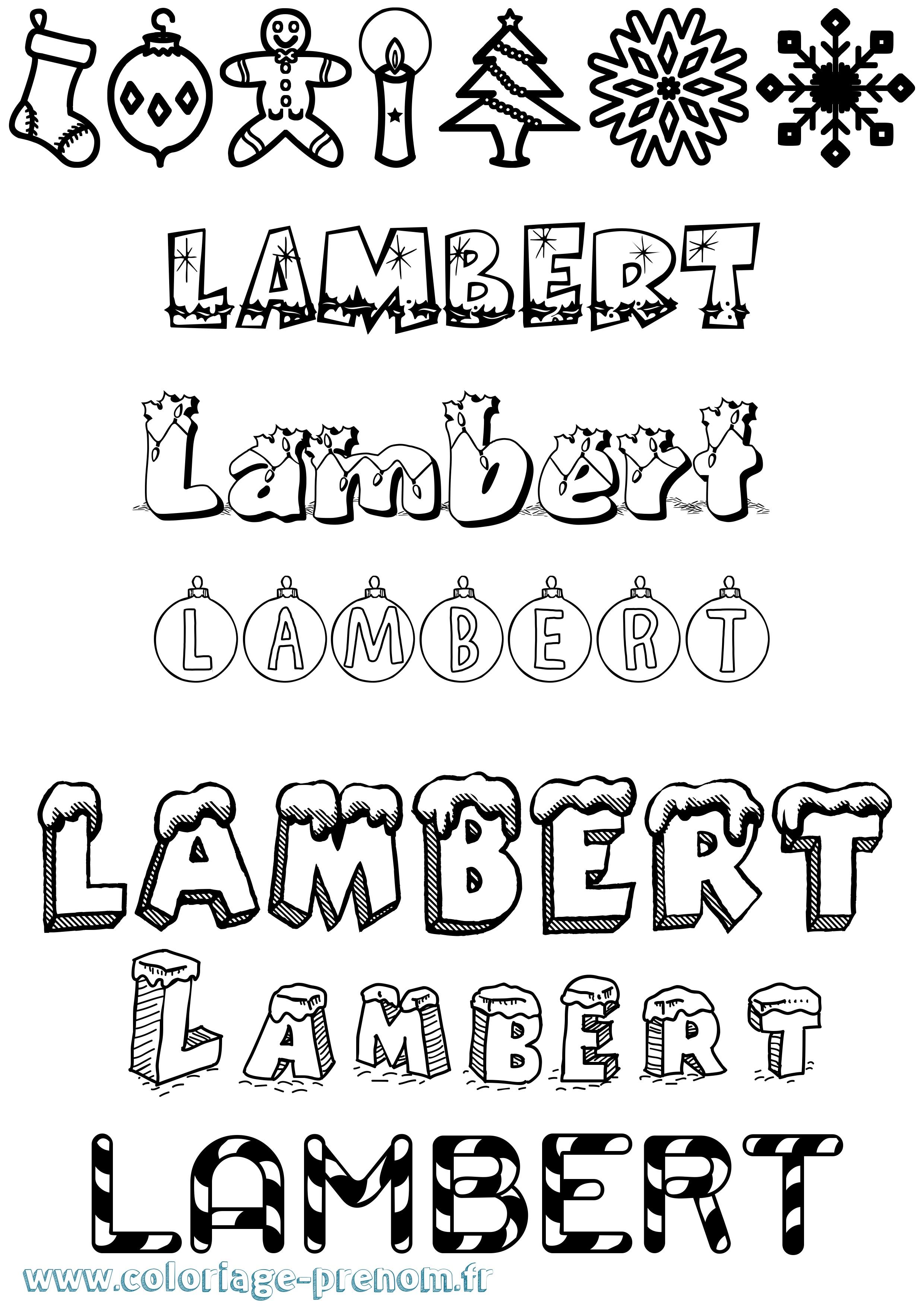 Coloriage Lambert Noël Coloriage prénom Lambert Noël