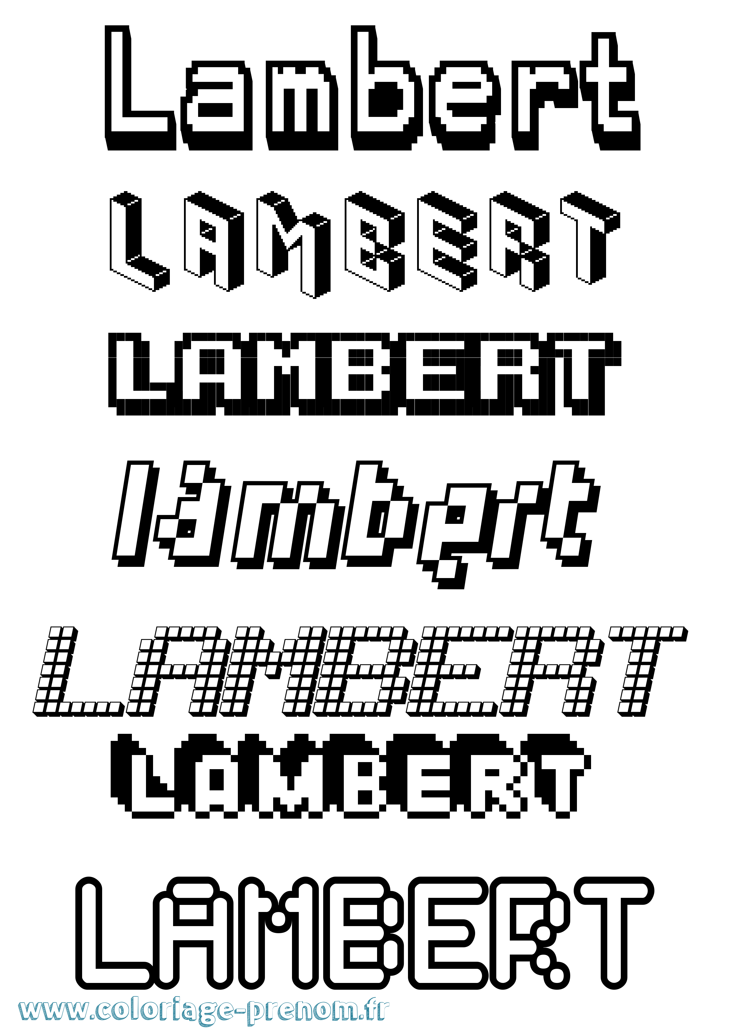 Coloriage prénom Lambert Pixel