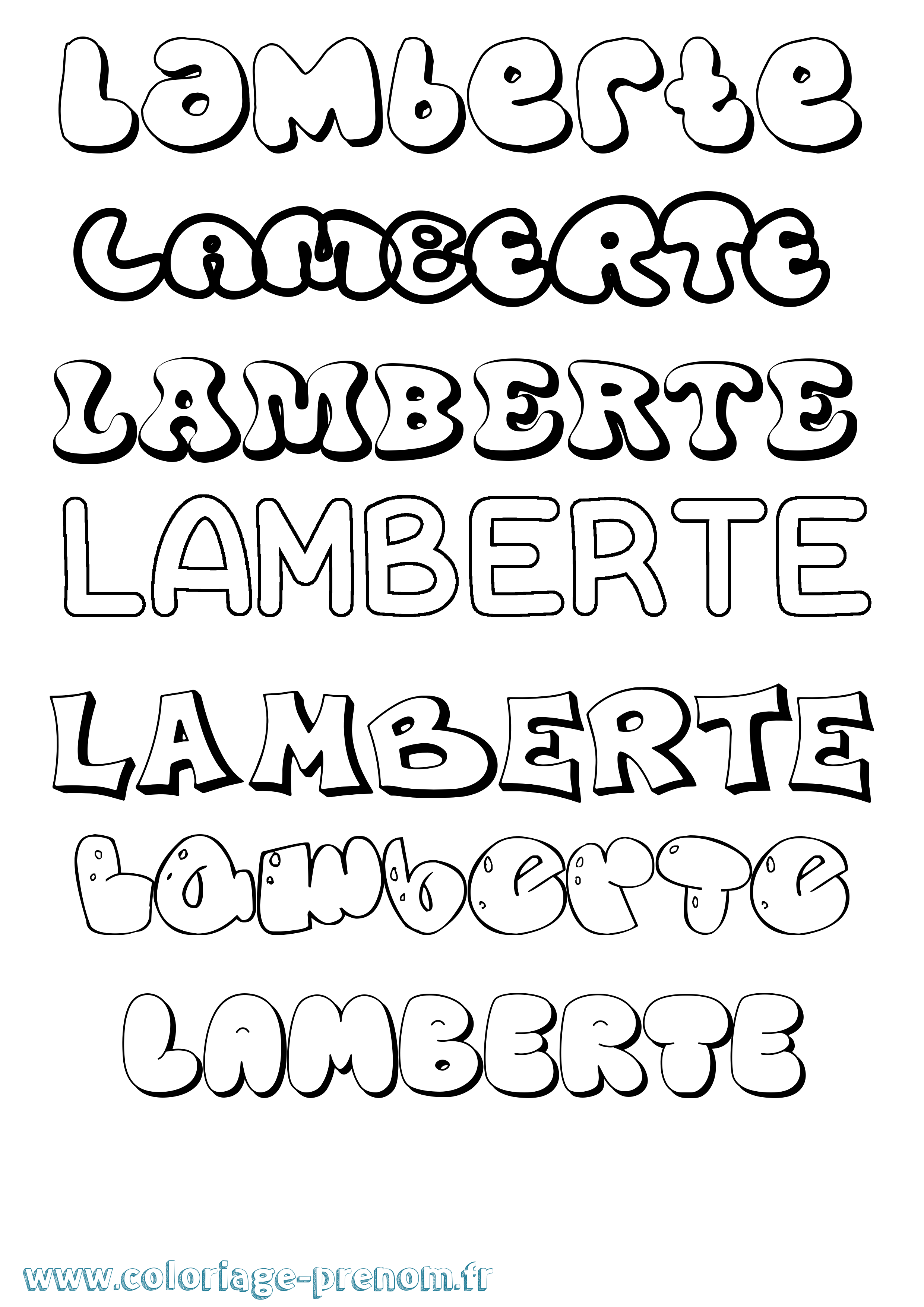 Coloriage prénom Lamberte Bubble