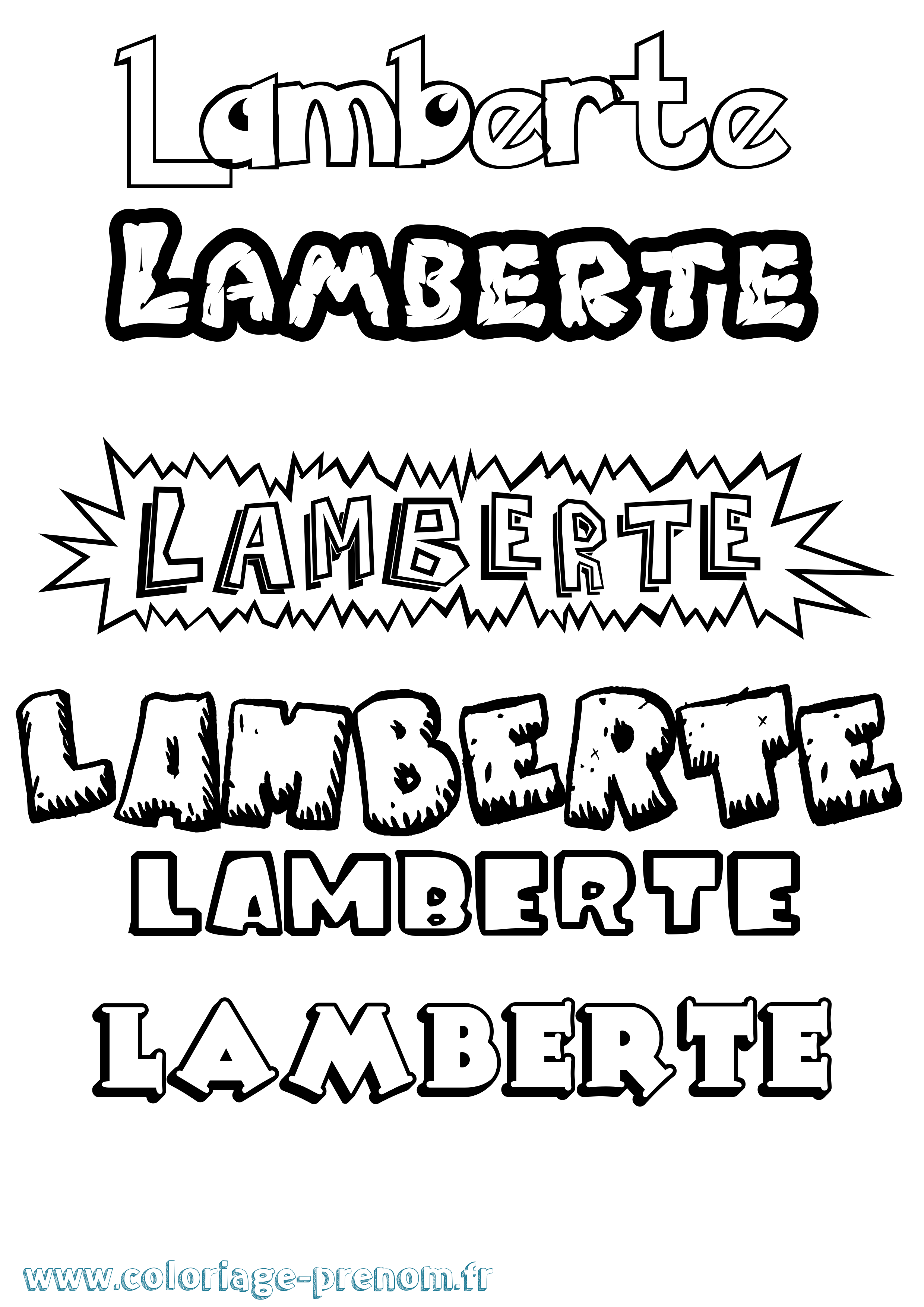 Coloriage prénom Lamberte Dessin Animé