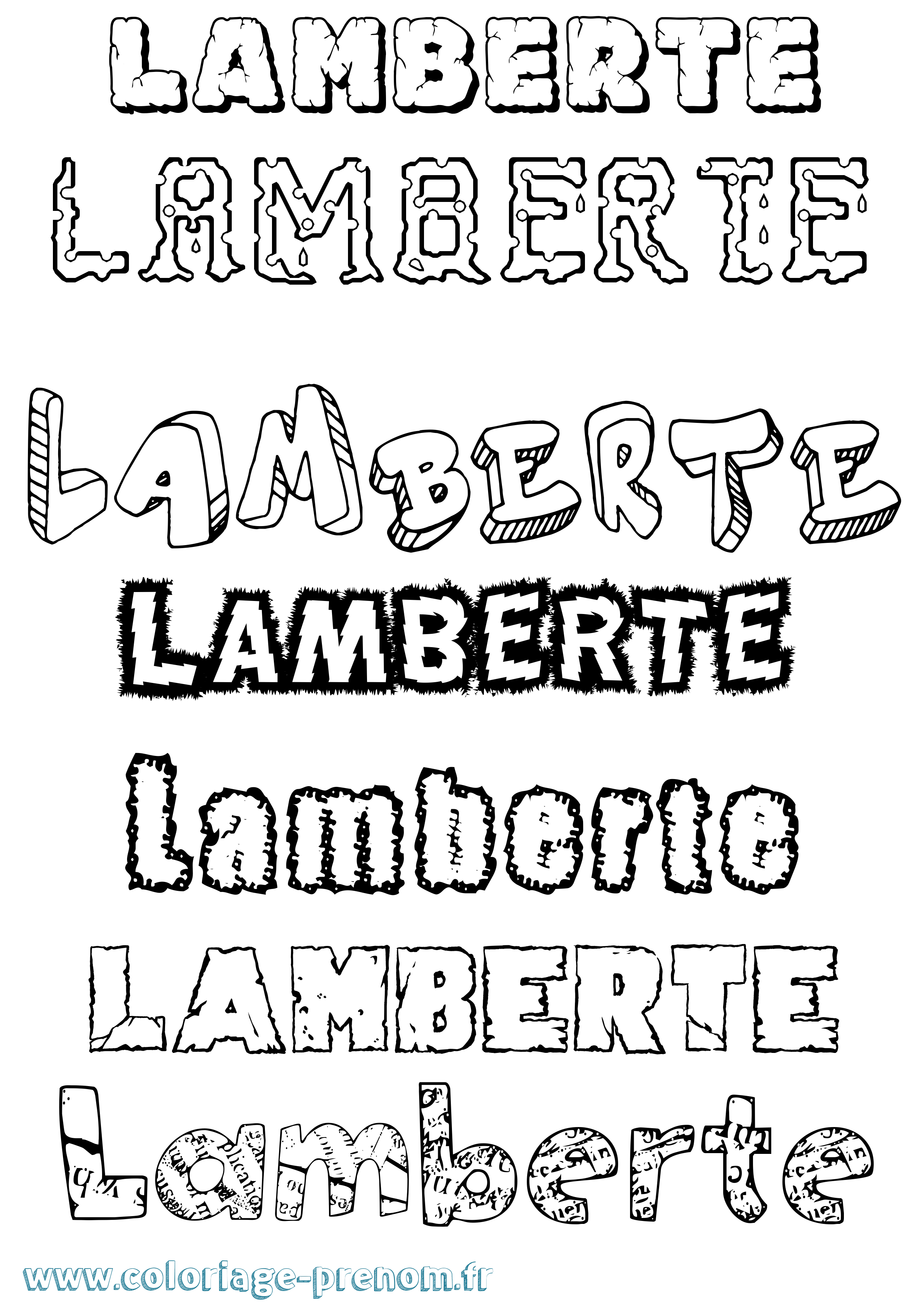 Coloriage prénom Lamberte Destructuré