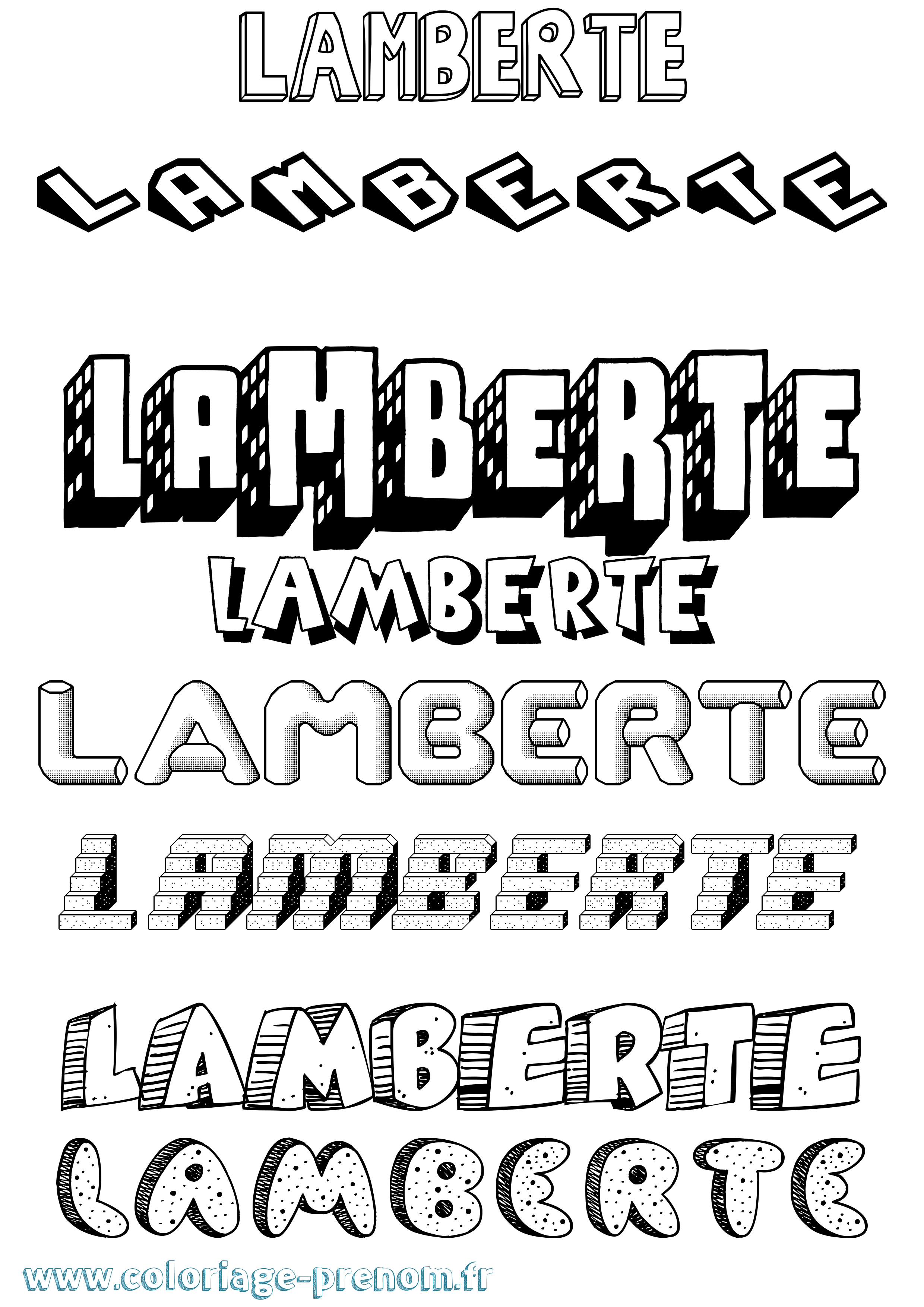 Coloriage prénom Lamberte Effet 3D