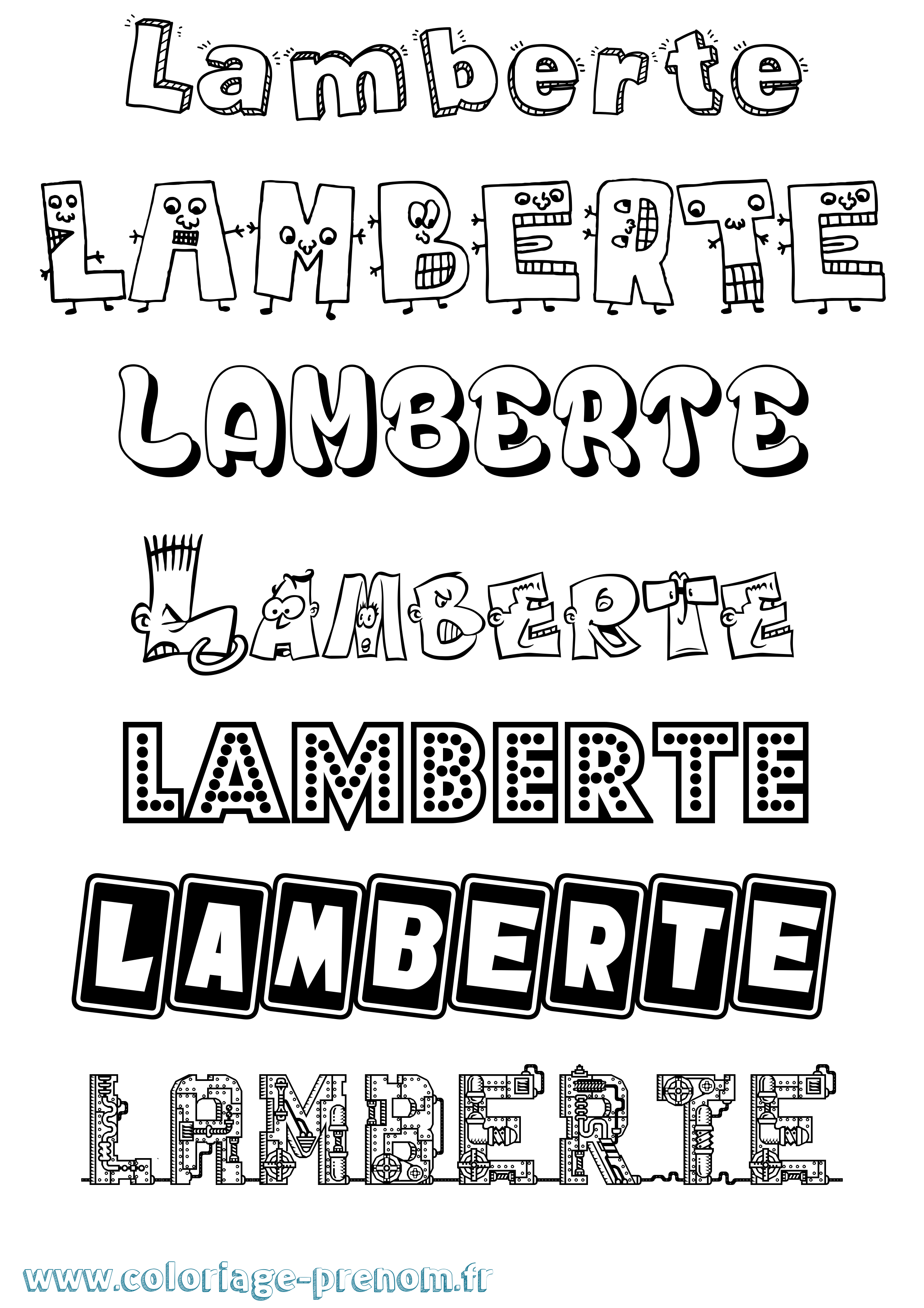 Coloriage prénom Lamberte Fun