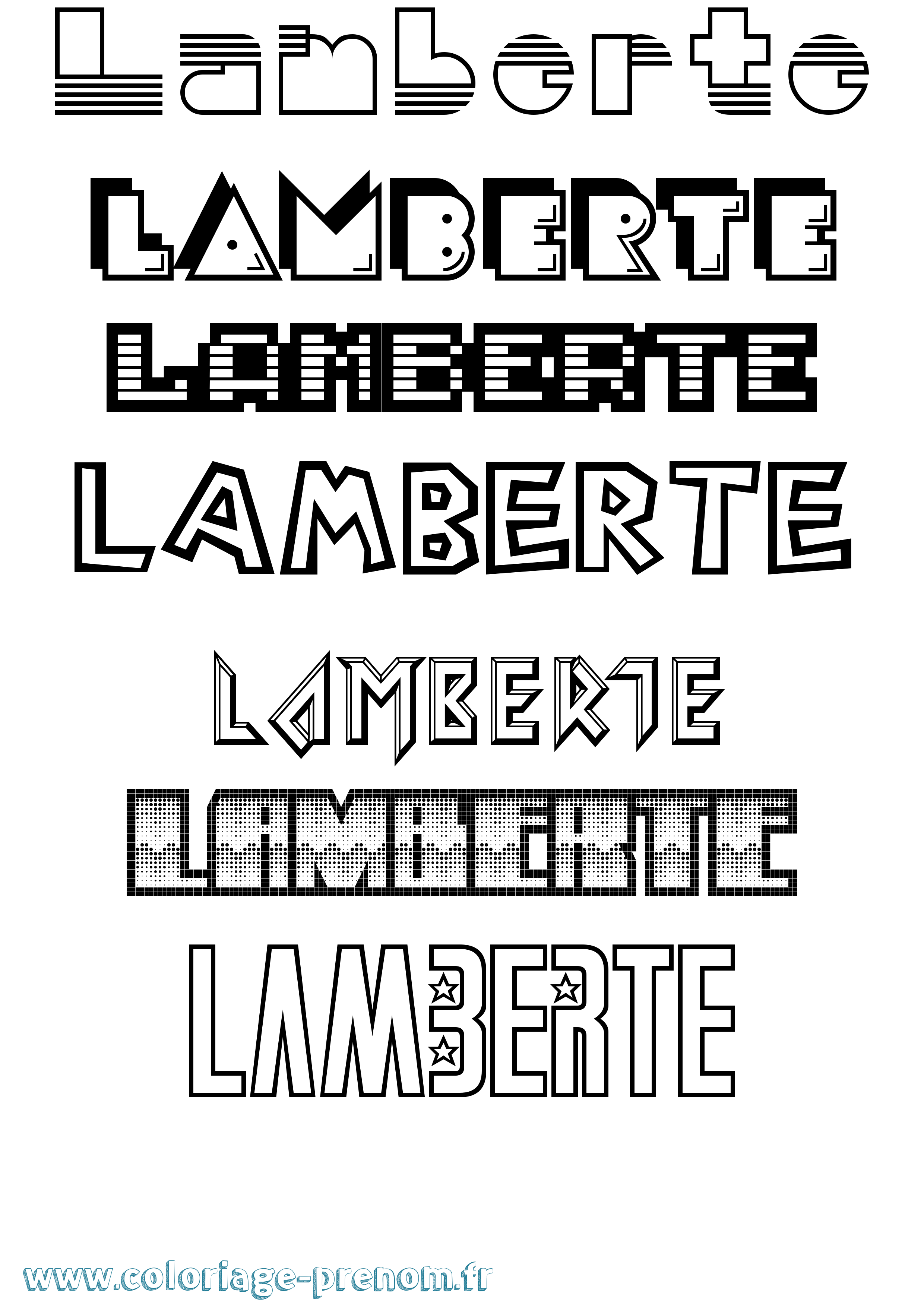 Coloriage prénom Lamberte Jeux Vidéos
