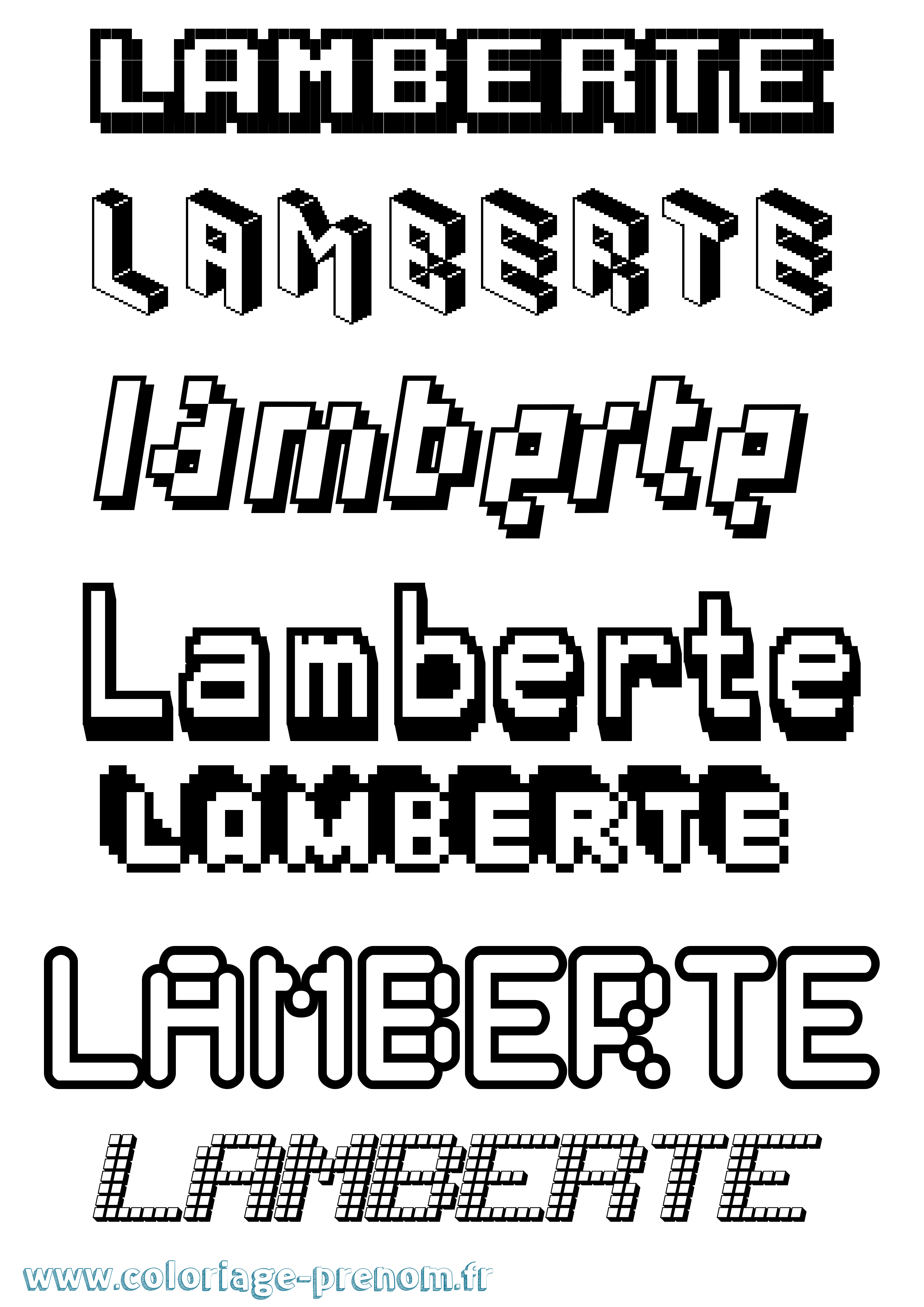 Coloriage prénom Lamberte Pixel