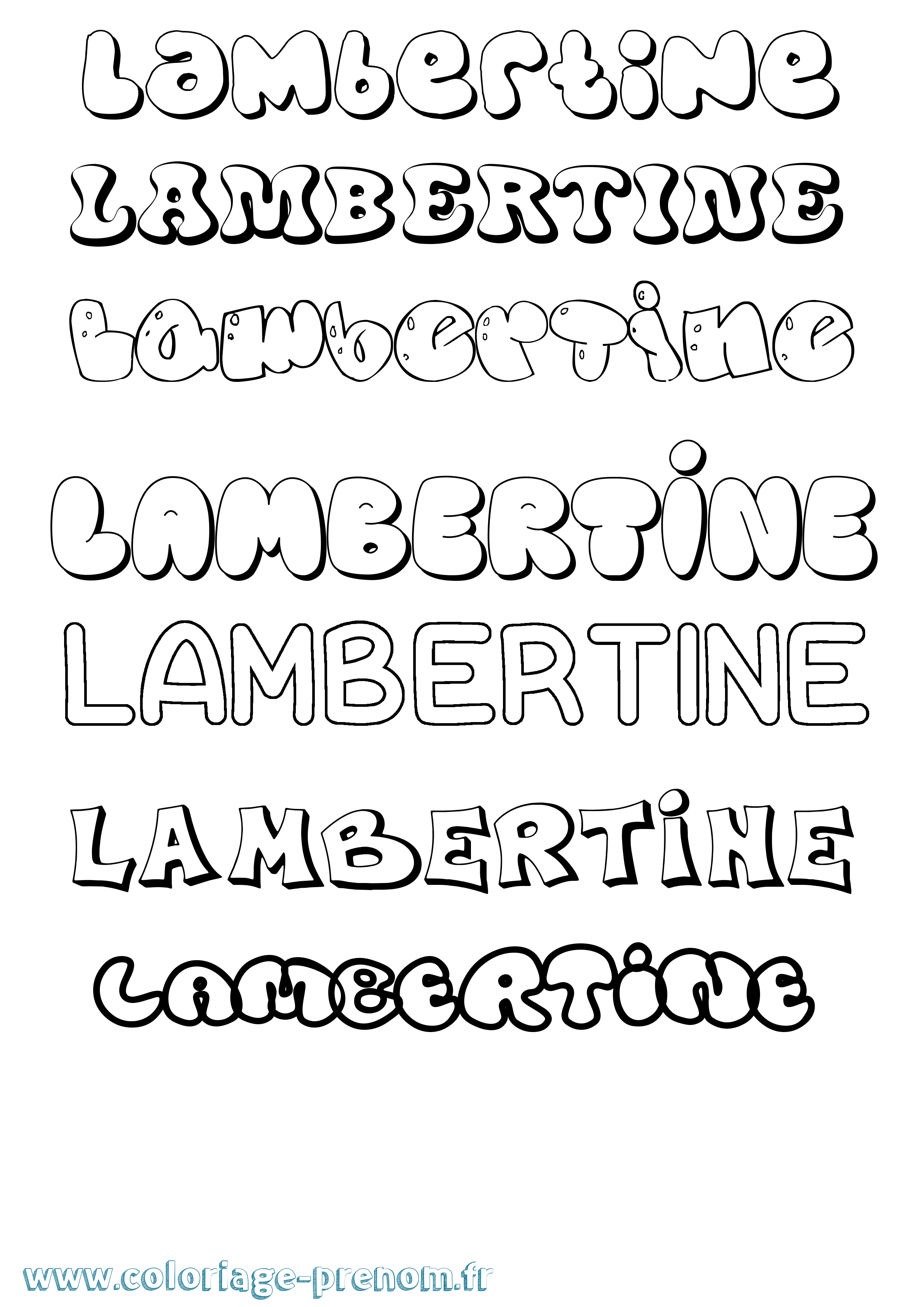Coloriage Lambertine Bubble Coloriage prénom Lambertine Bubble