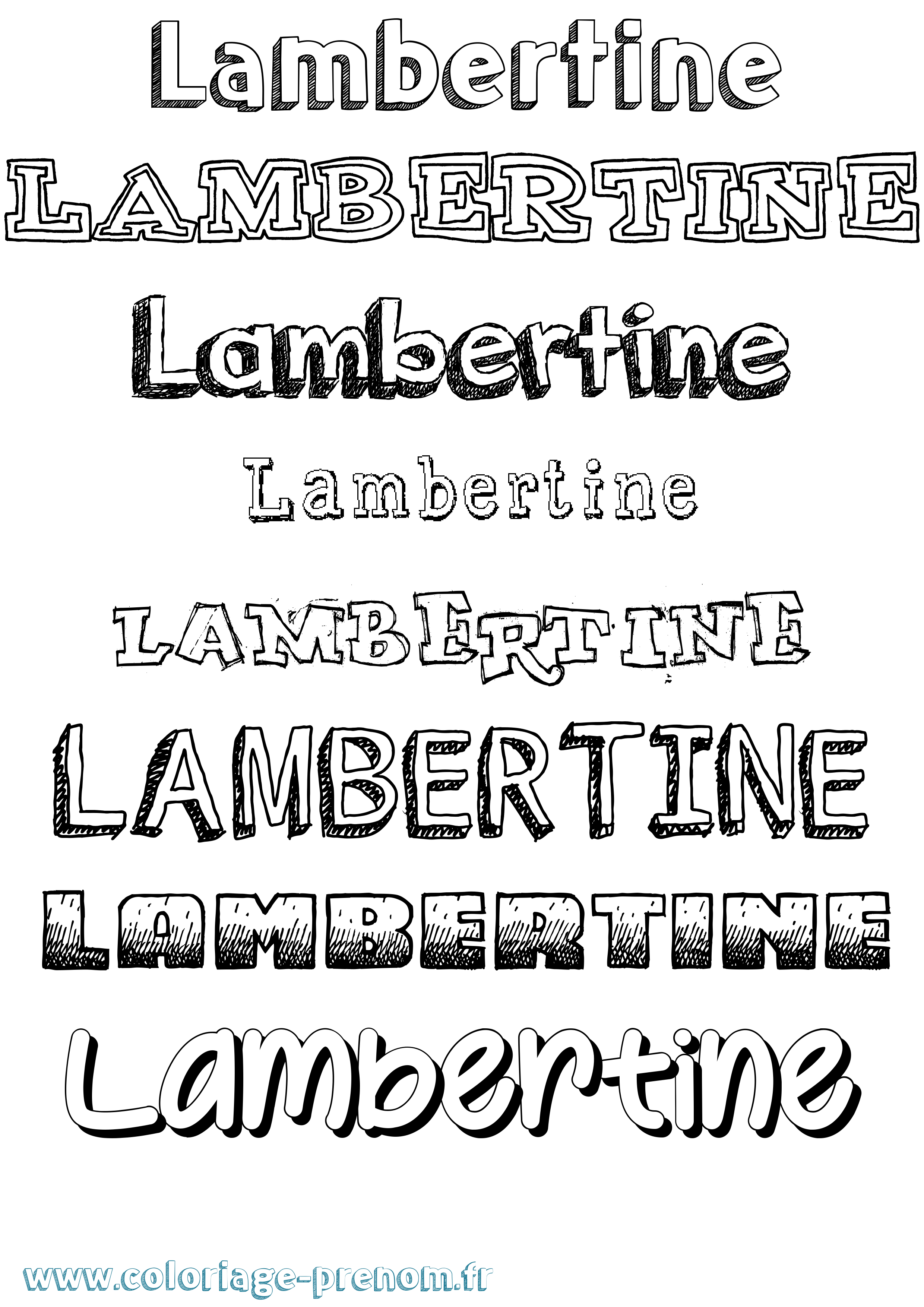Coloriage Lambertine Dessiné Coloriage prénom Lambertine Dessiné