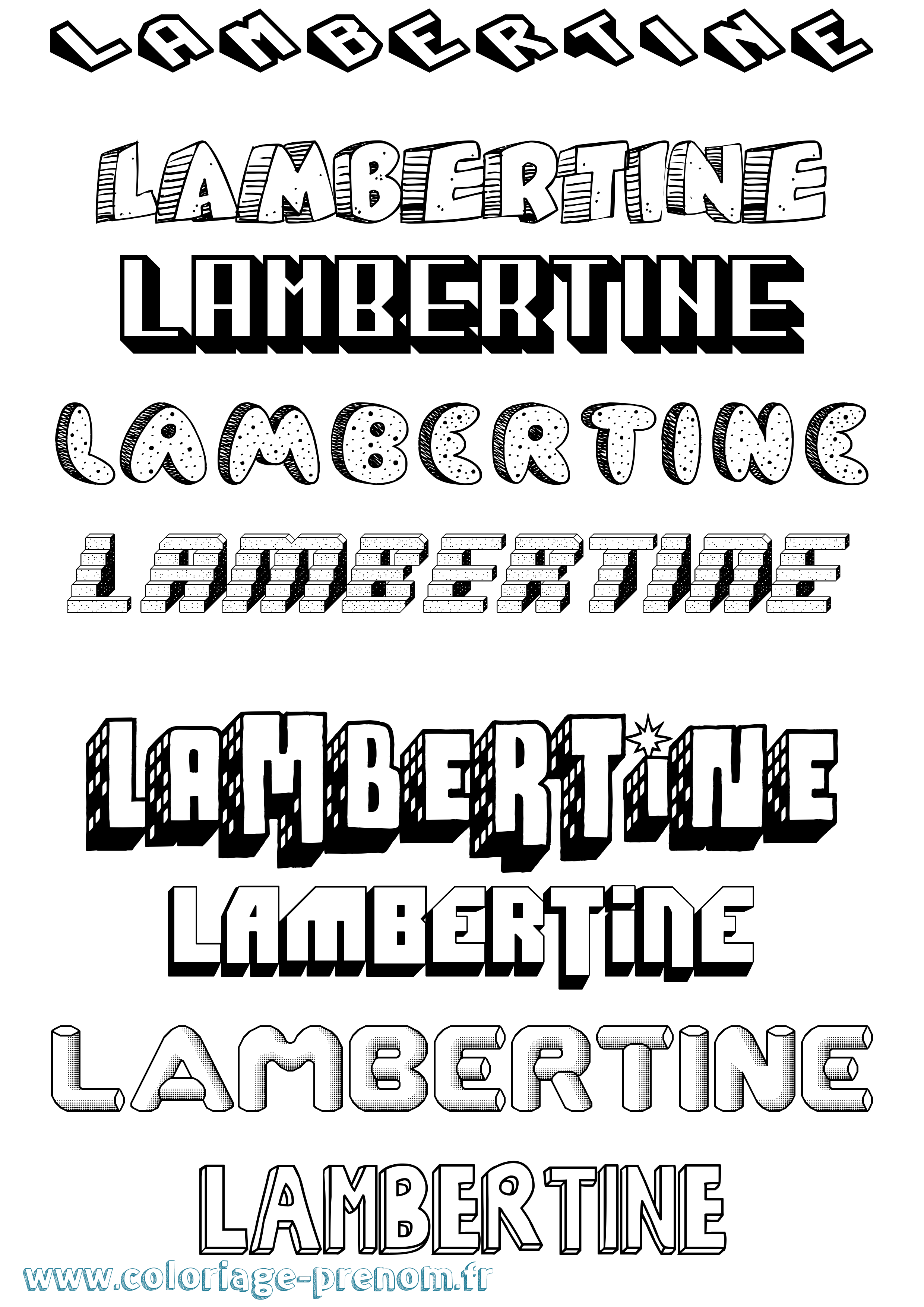 Coloriage Lambertine Effet 3D Coloriage prénom Lambertine Effet 3D