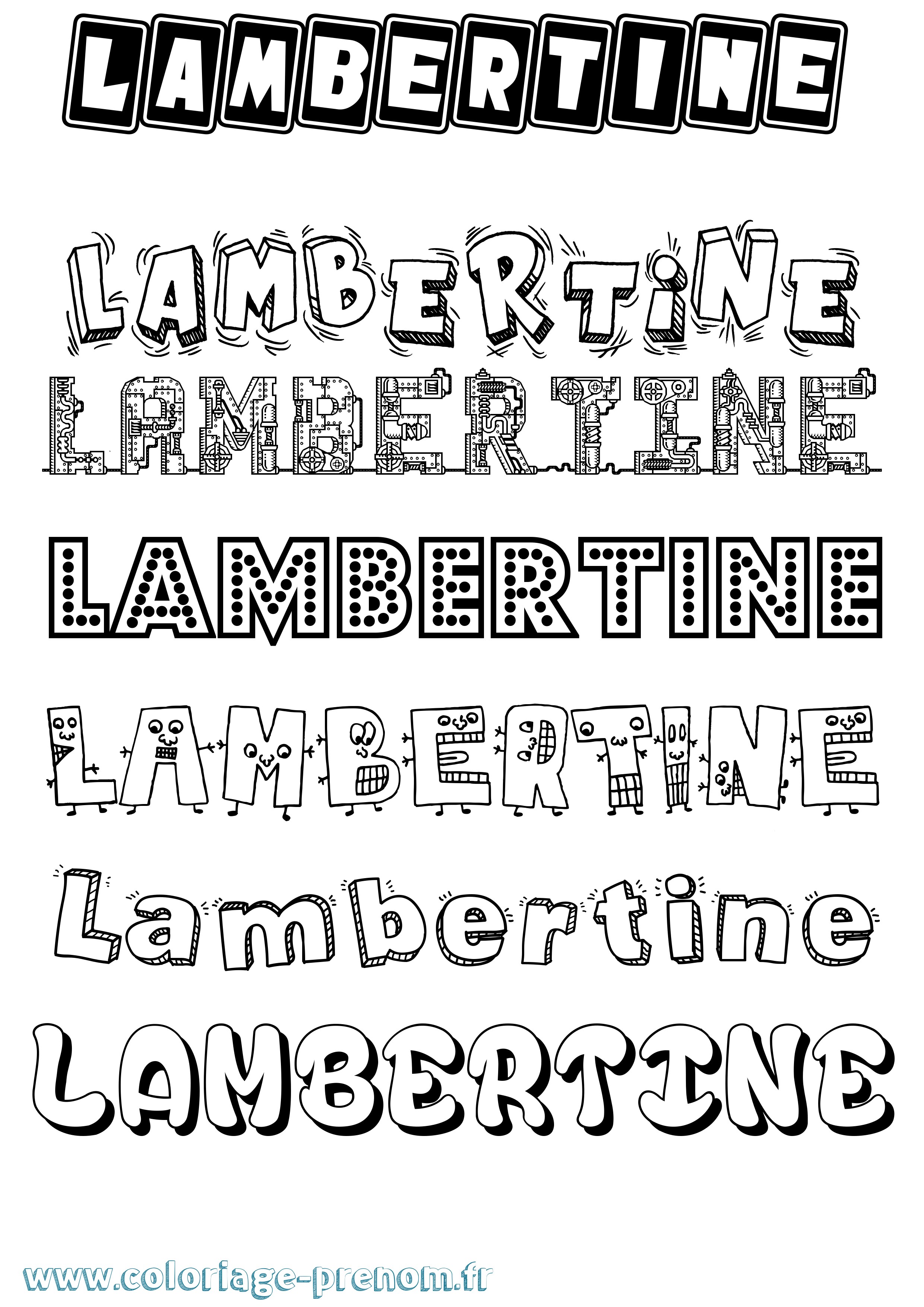 Coloriage Lambertine Fun Coloriage prénom Lambertine Fun