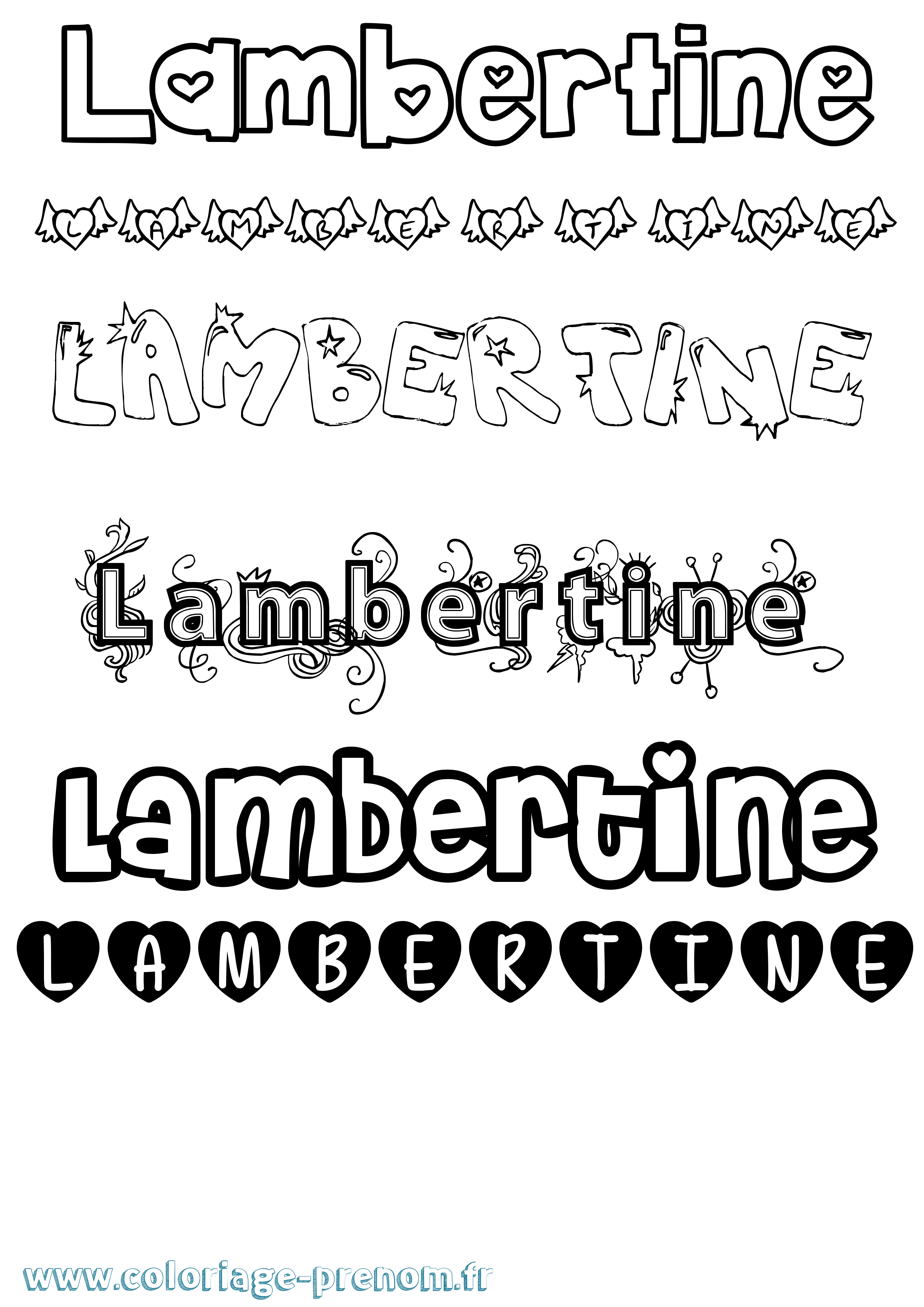 Coloriage Lambertine Girly Coloriage prénom Lambertine Girly