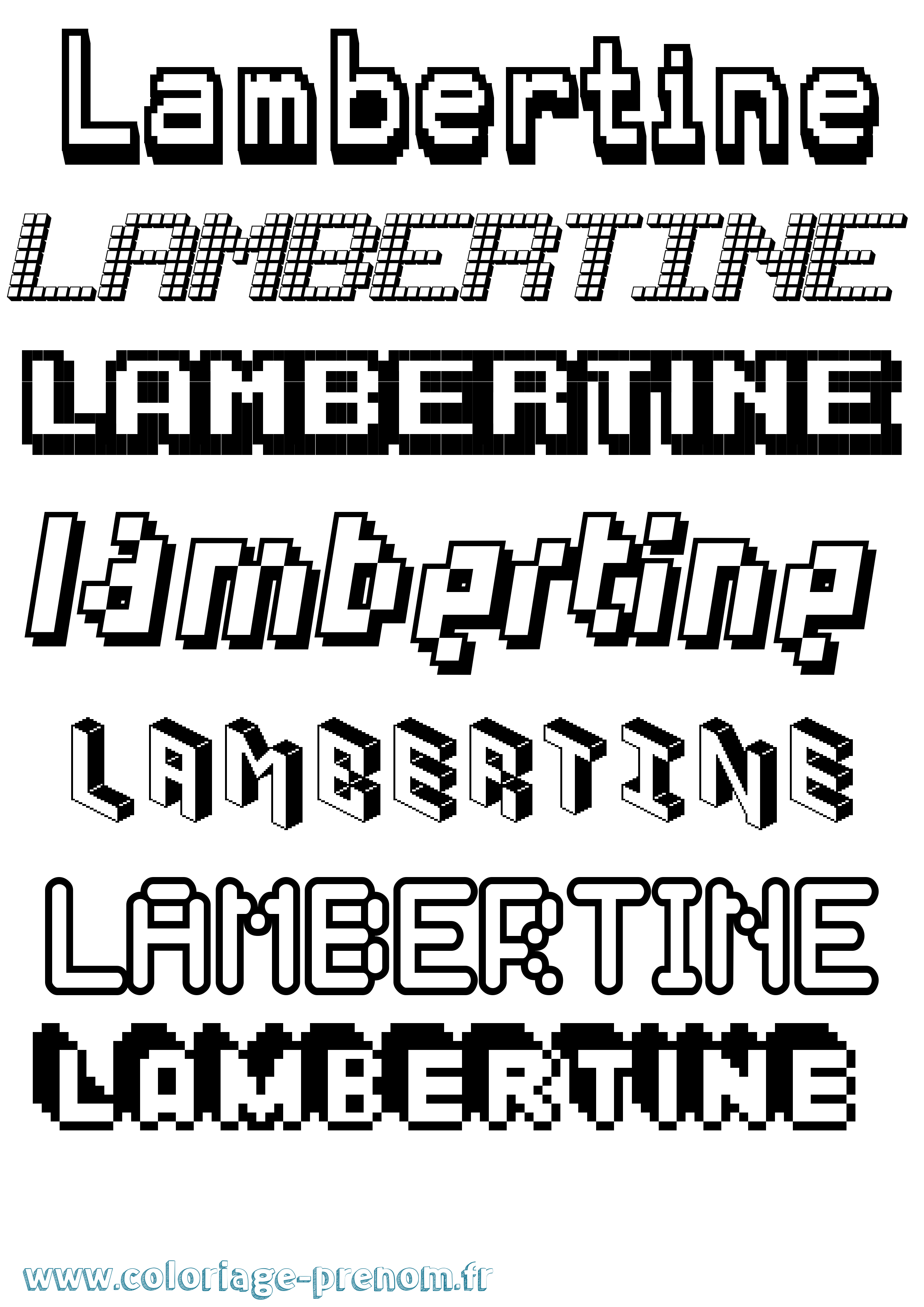 Coloriage Lambertine Pixel Coloriage prénom Lambertine Pixel
