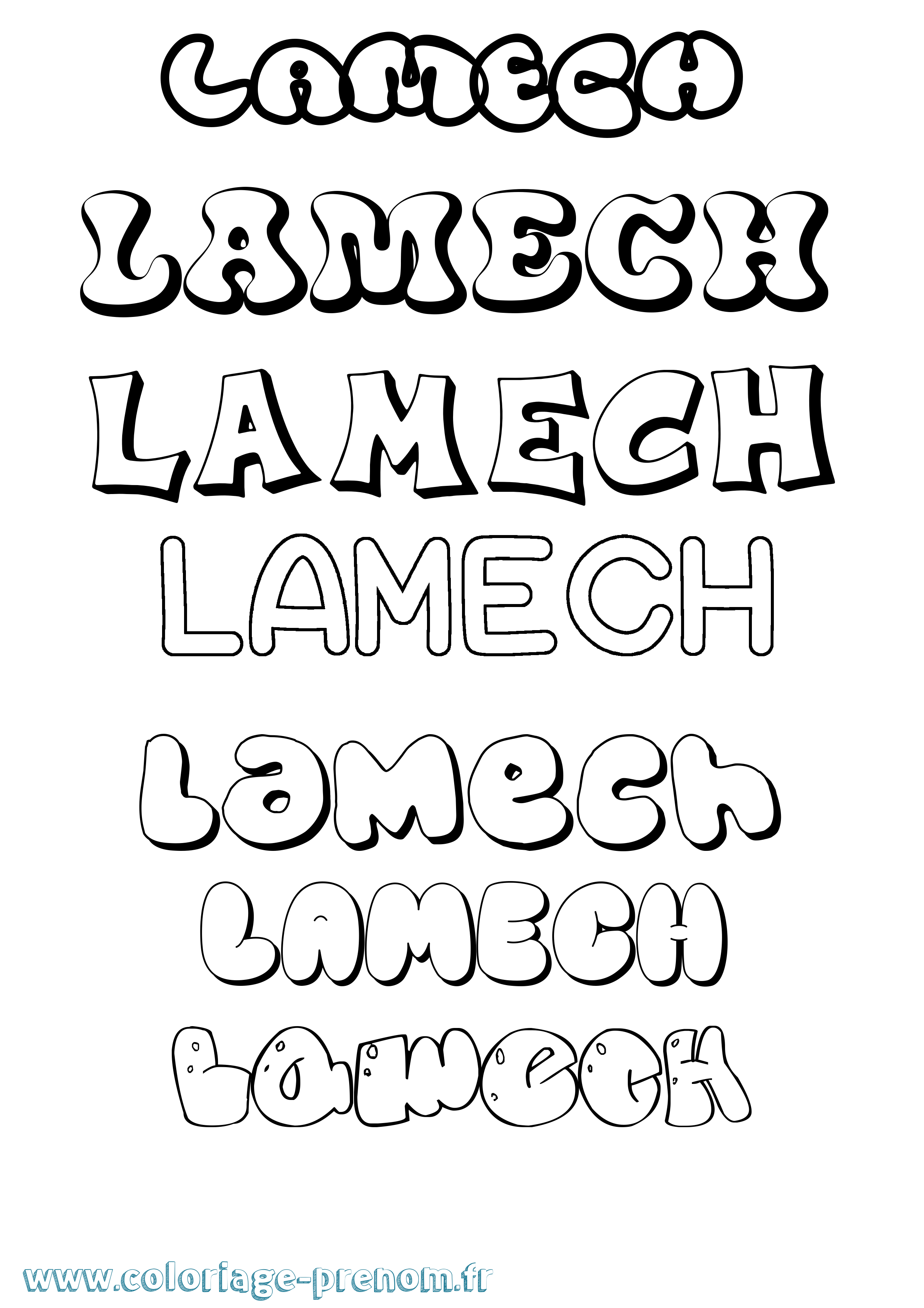Coloriage prénom Lamech Bubble