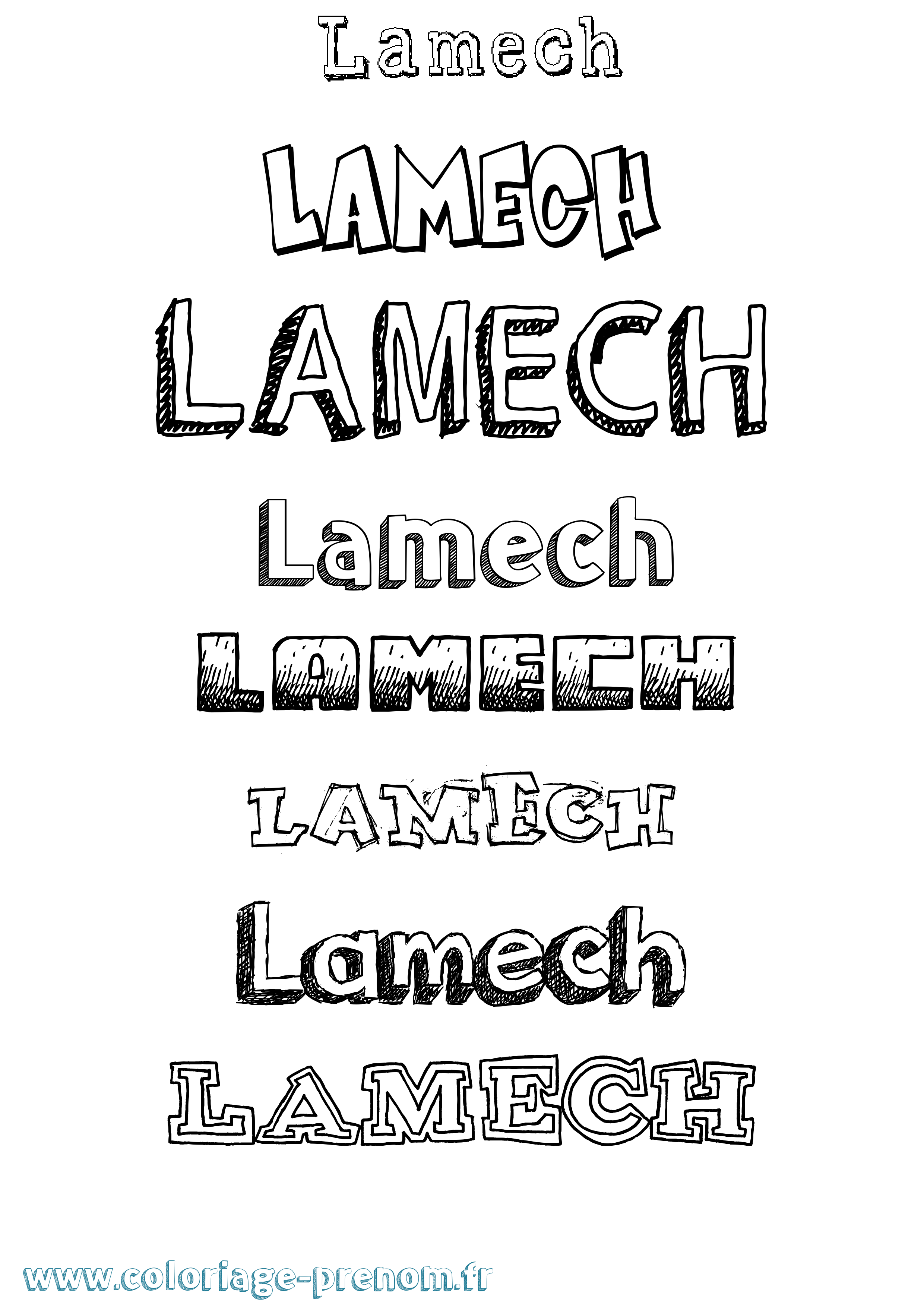 Coloriage prénom Lamech Dessiné