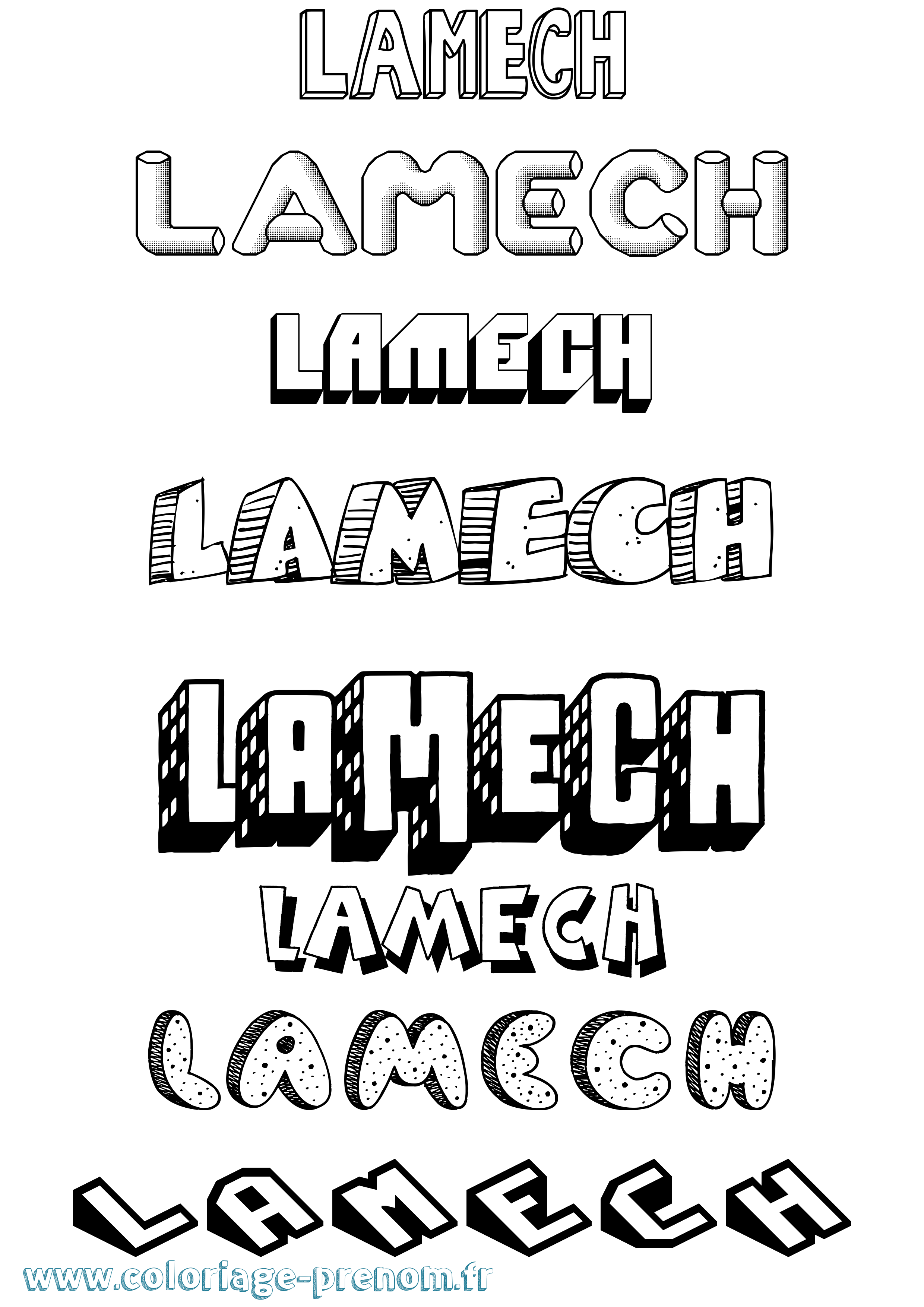Coloriage prénom Lamech Effet 3D