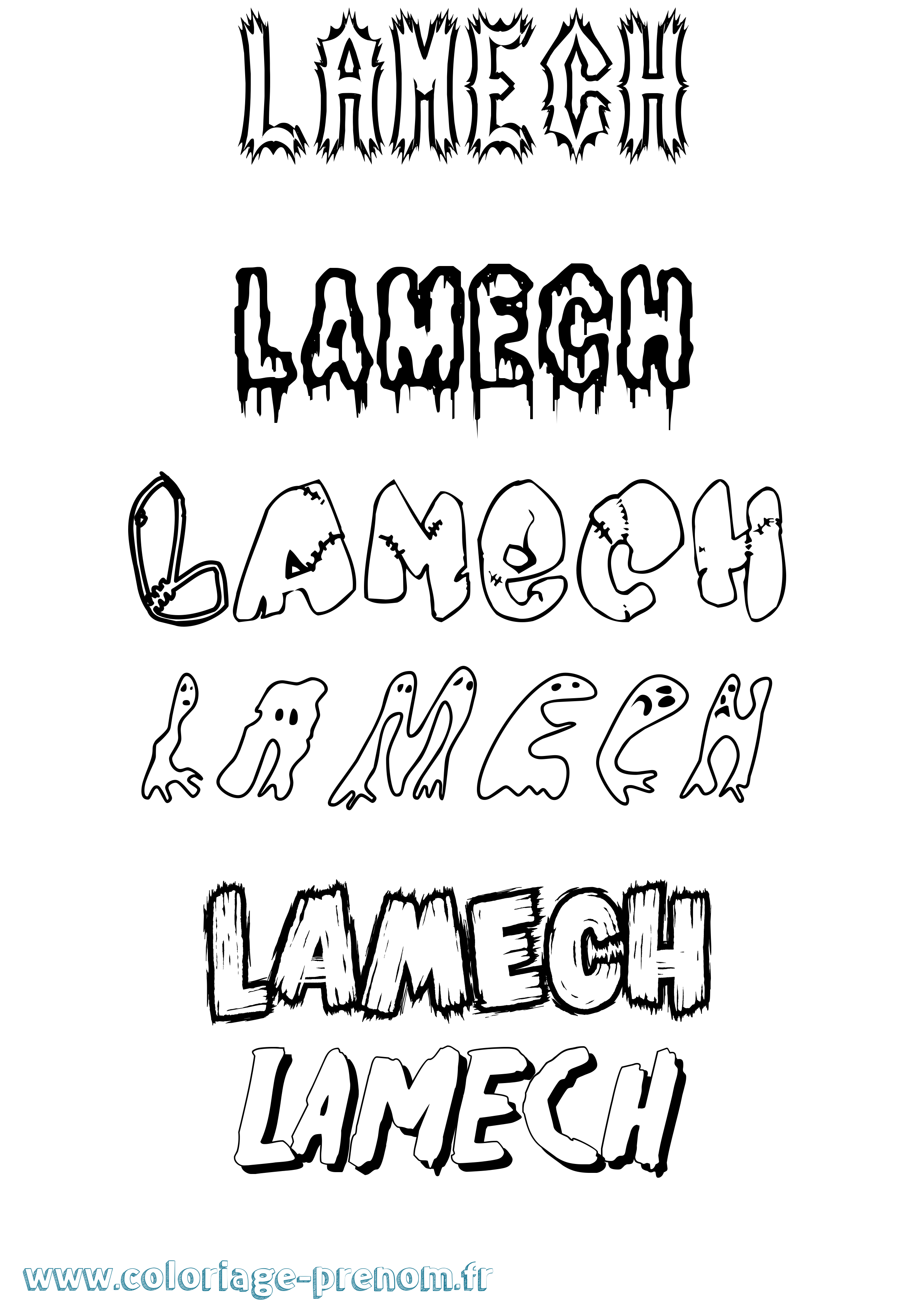 Coloriage prénom Lamech Frisson
