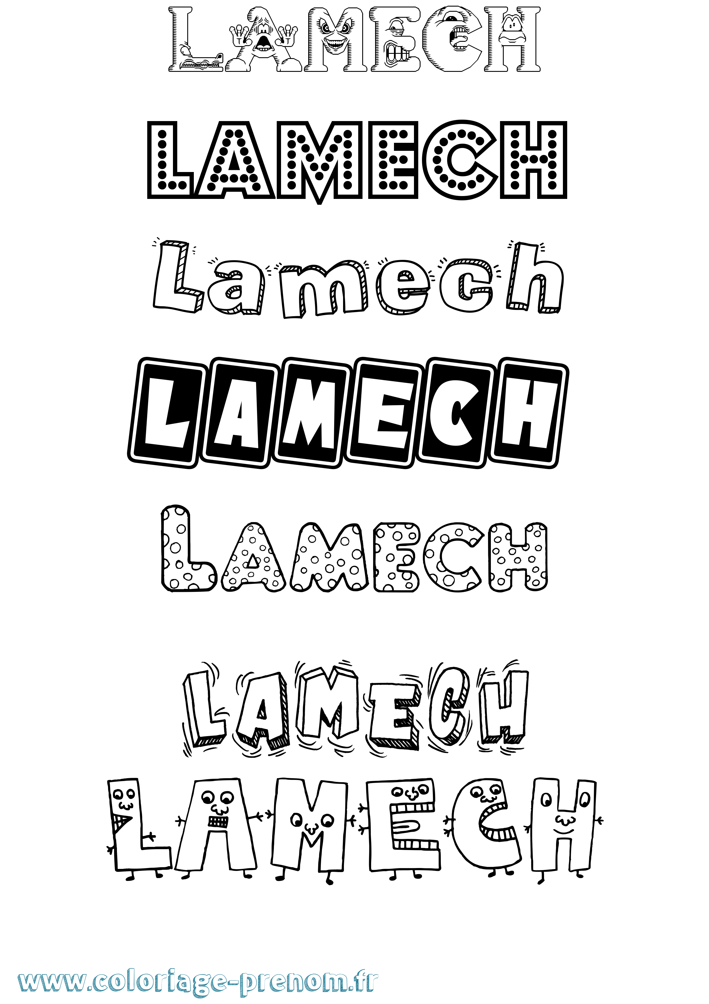 Coloriage prénom Lamech Fun