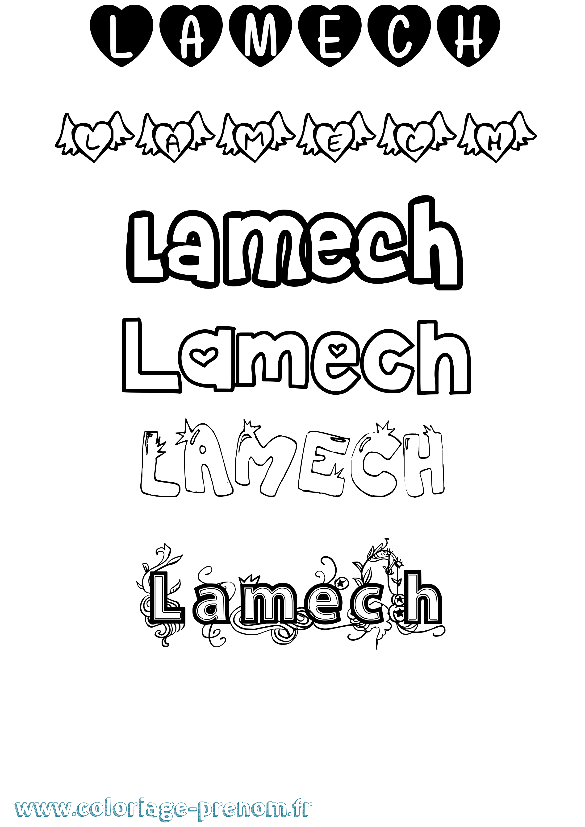 Coloriage prénom Lamech Girly