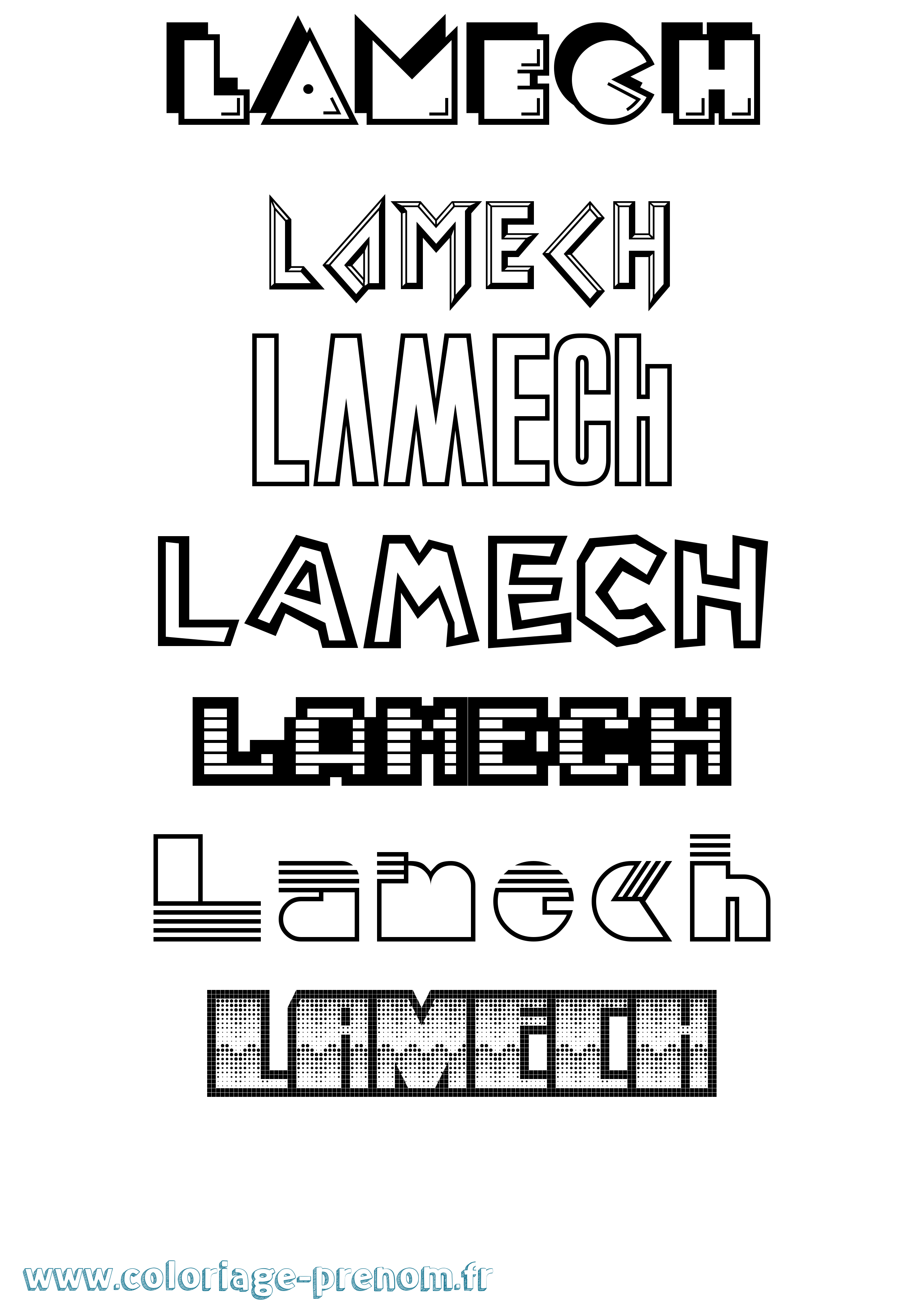 Coloriage prénom Lamech Jeux Vidéos