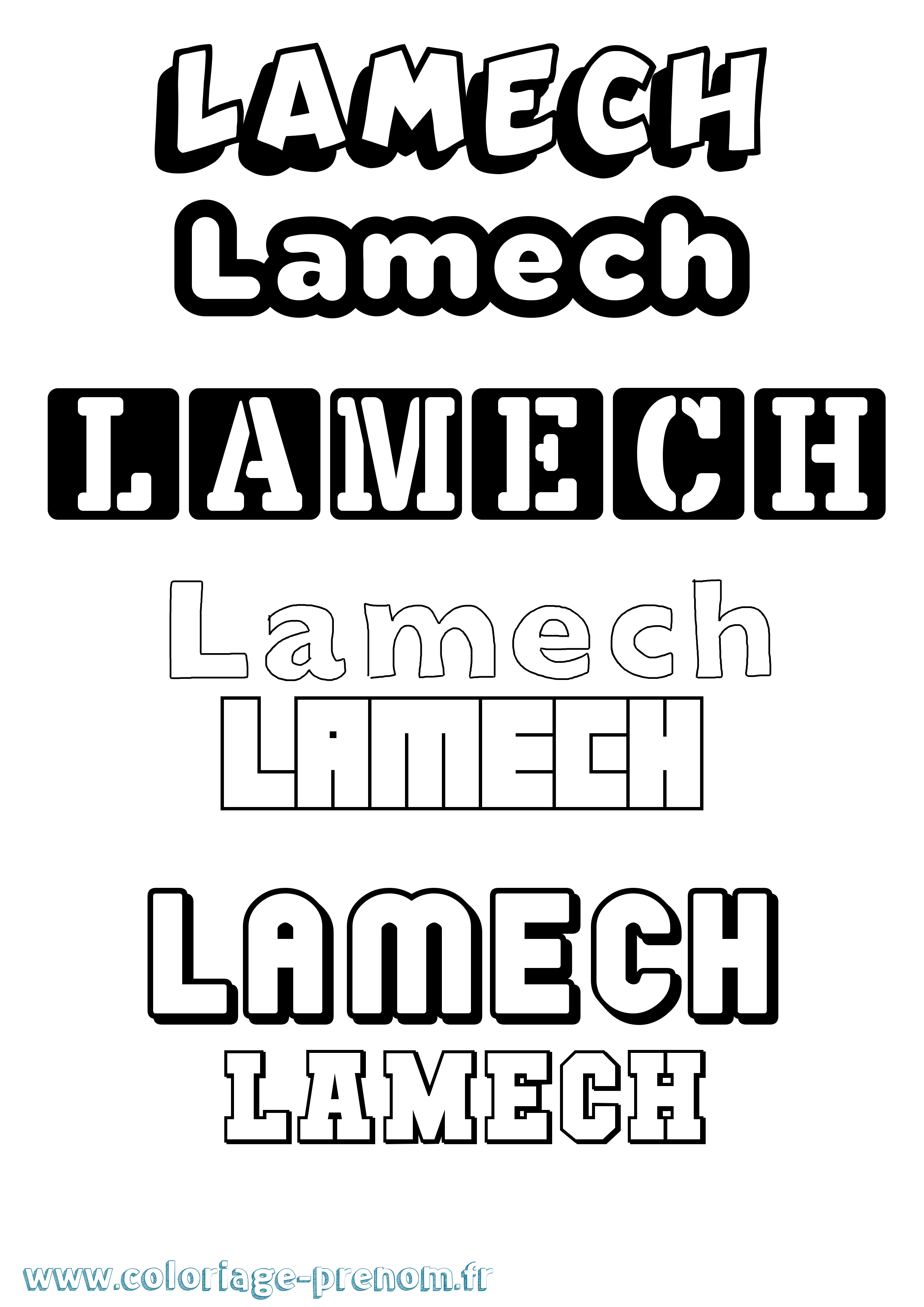 Coloriage prénom Lamech Simple