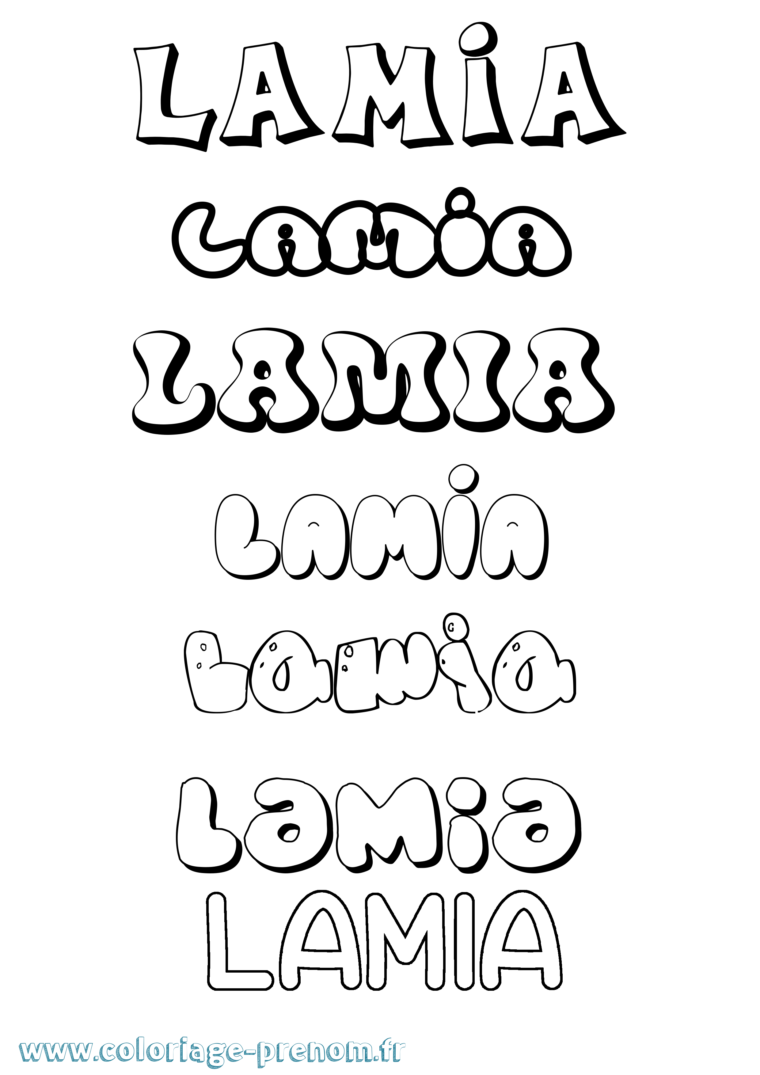 Coloriage Lamia Bubble Coloriage prénom Lamia Bubble
