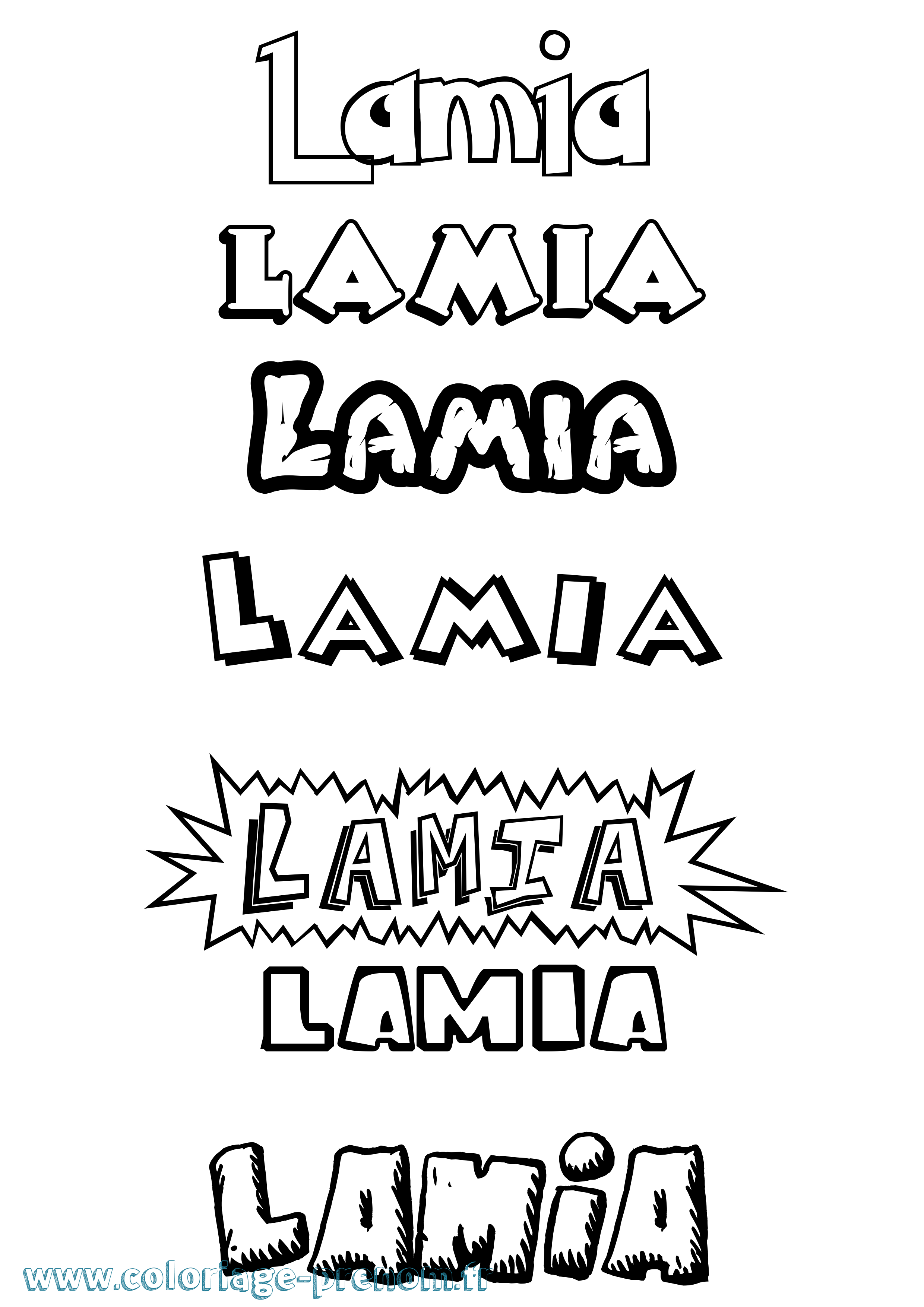 Coloriage Lamia Dessin Animé Coloriage prénom Lamia Dessin Animé