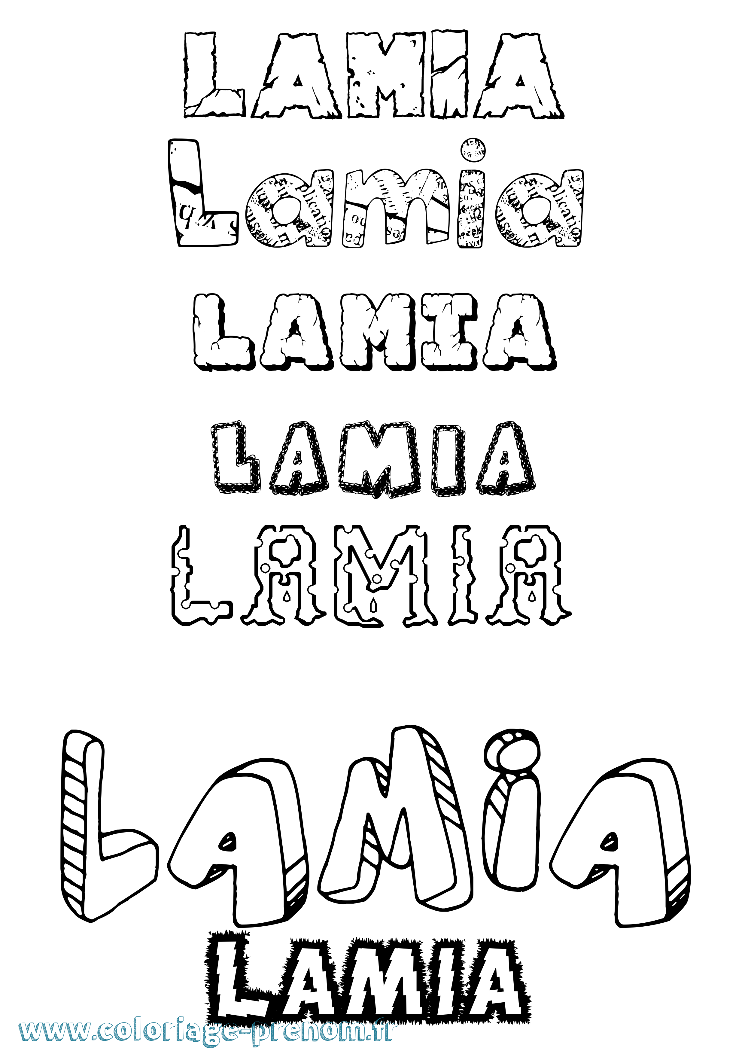 Coloriage prénom Lamia Destructuré
