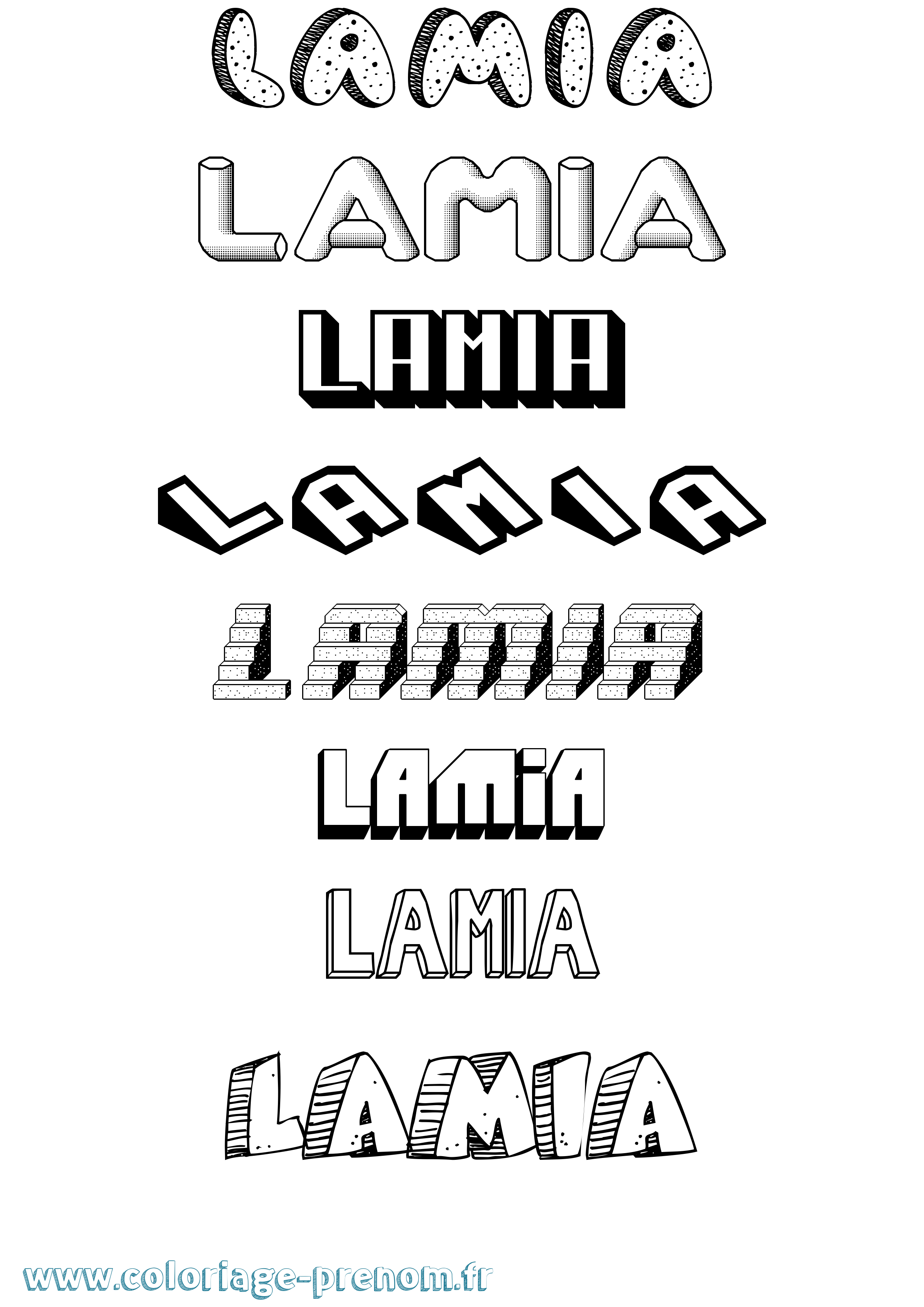 Coloriage prénom Lamia Effet 3D