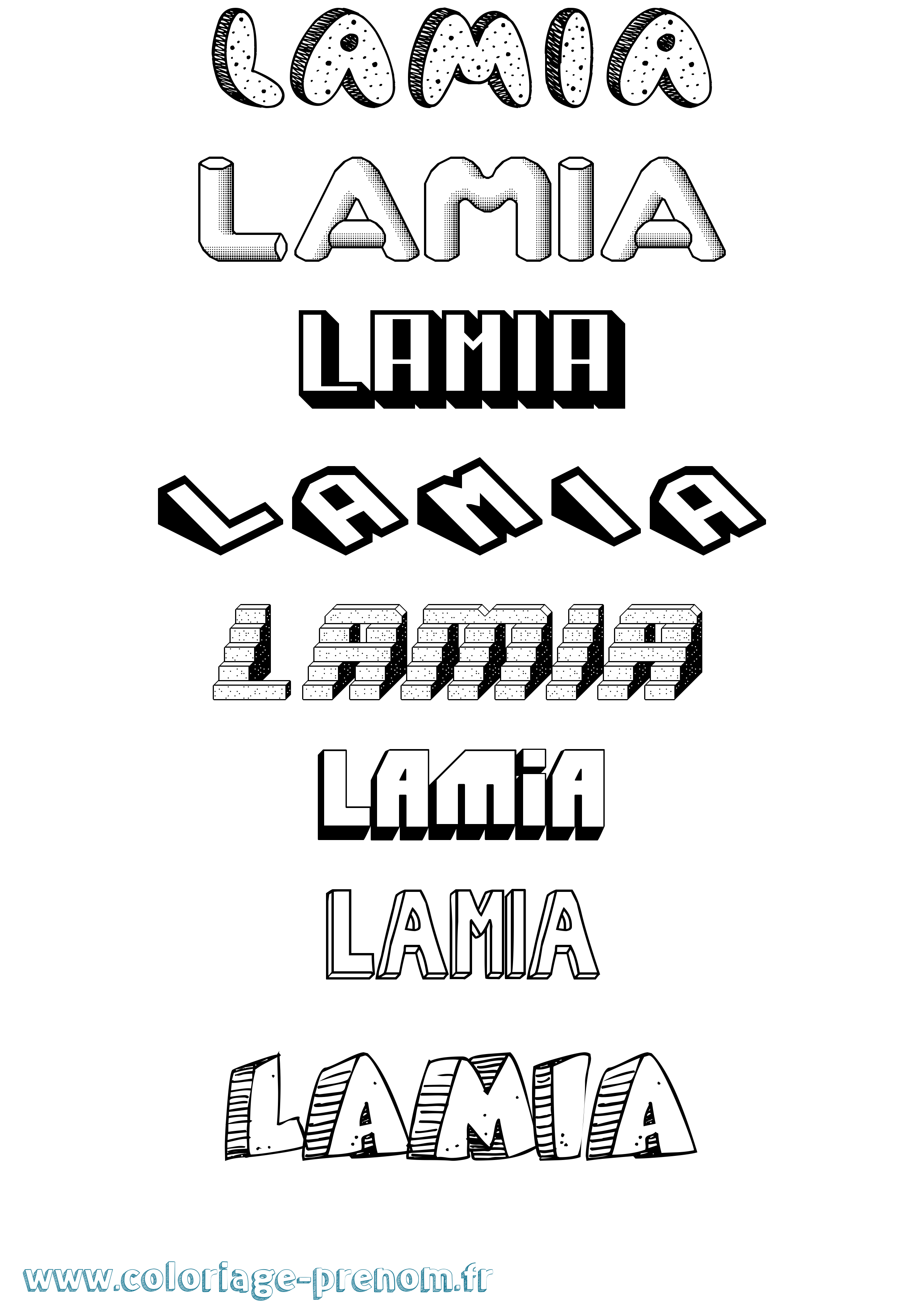 Coloriage Lamia Effet 3D Coloriage prénom Lamia Effet 3D