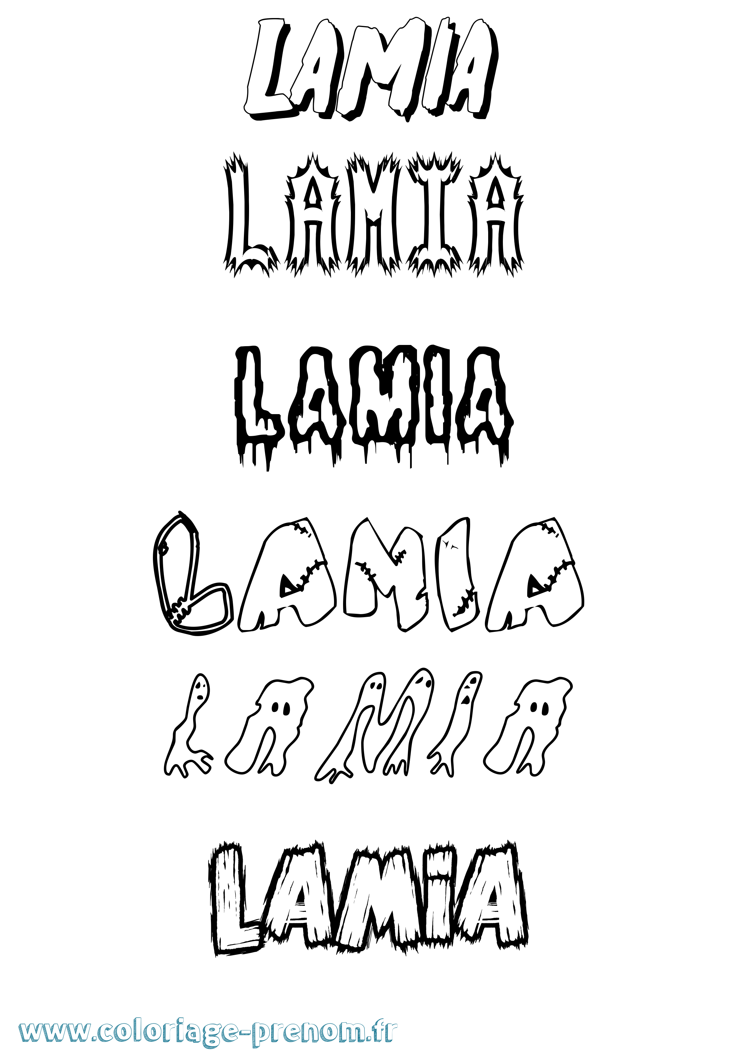 Coloriage prénom Lamia Frisson